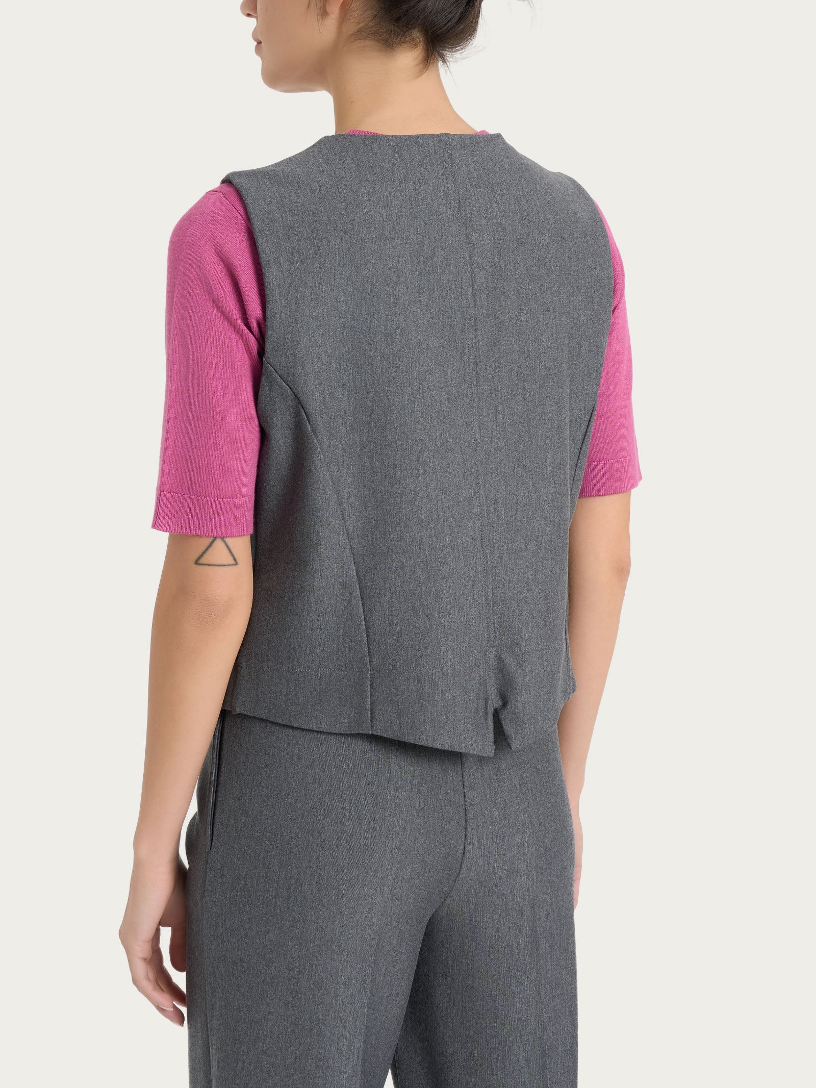 Gilet con quattro bottoni in Compact - Ardesia Mel. - Image 2