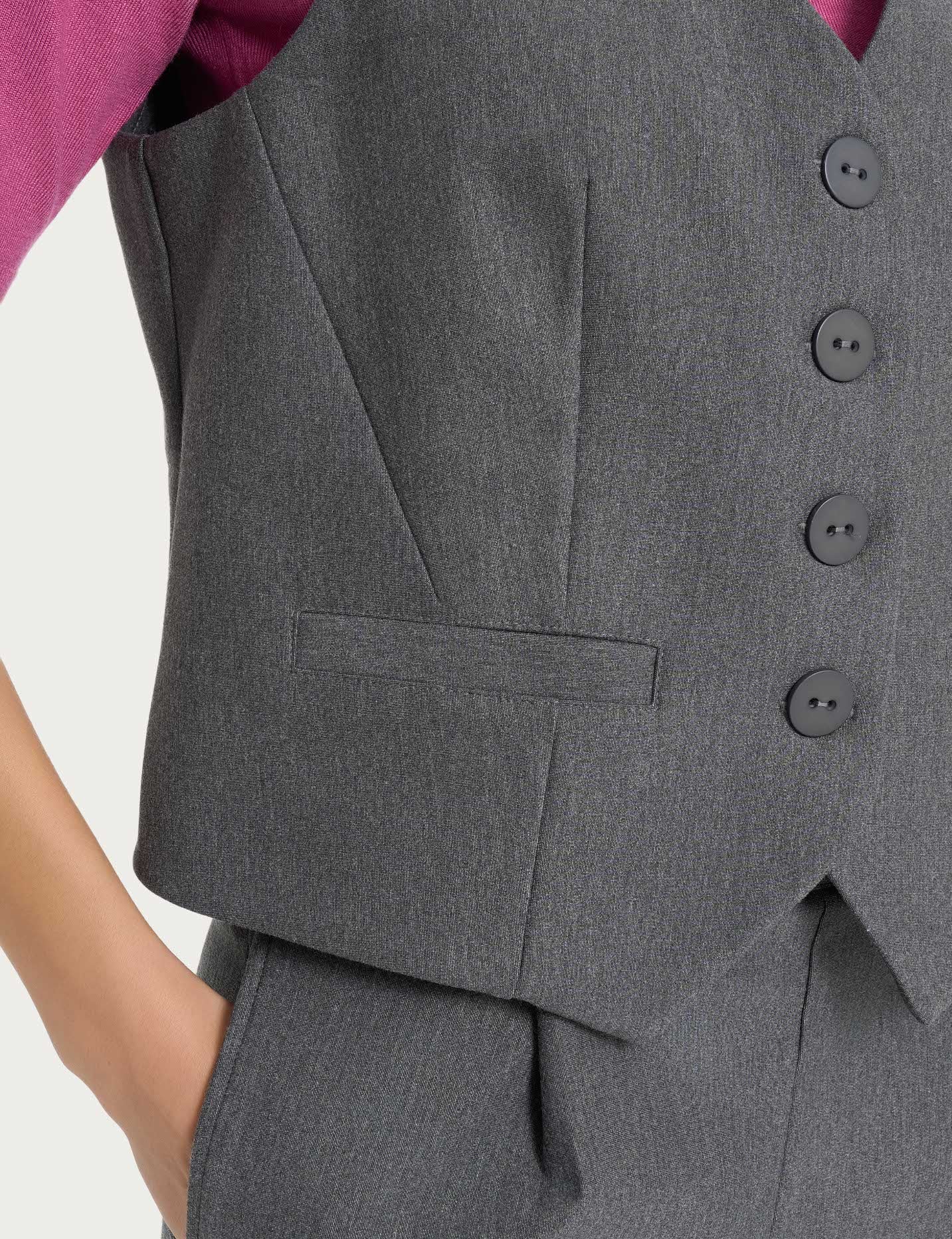 Gilet con quattro bottoni in Compact - Ardesia Mel. - Image 3