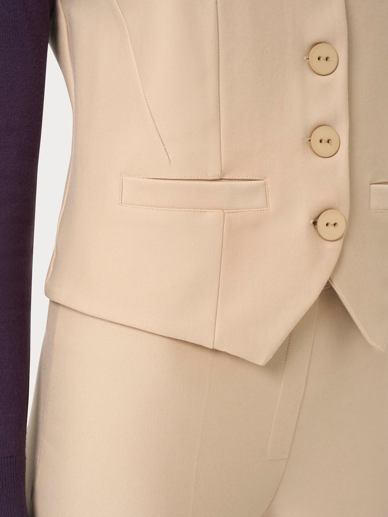 Gilet con quattro bottoni in Compact  - Irish Cream - Image 3