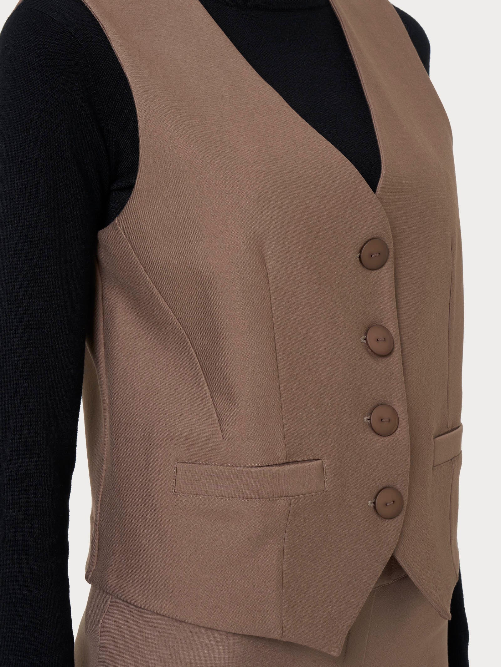 Gilet con quattro bottoni in Compact  - Pine Bark - Image 3