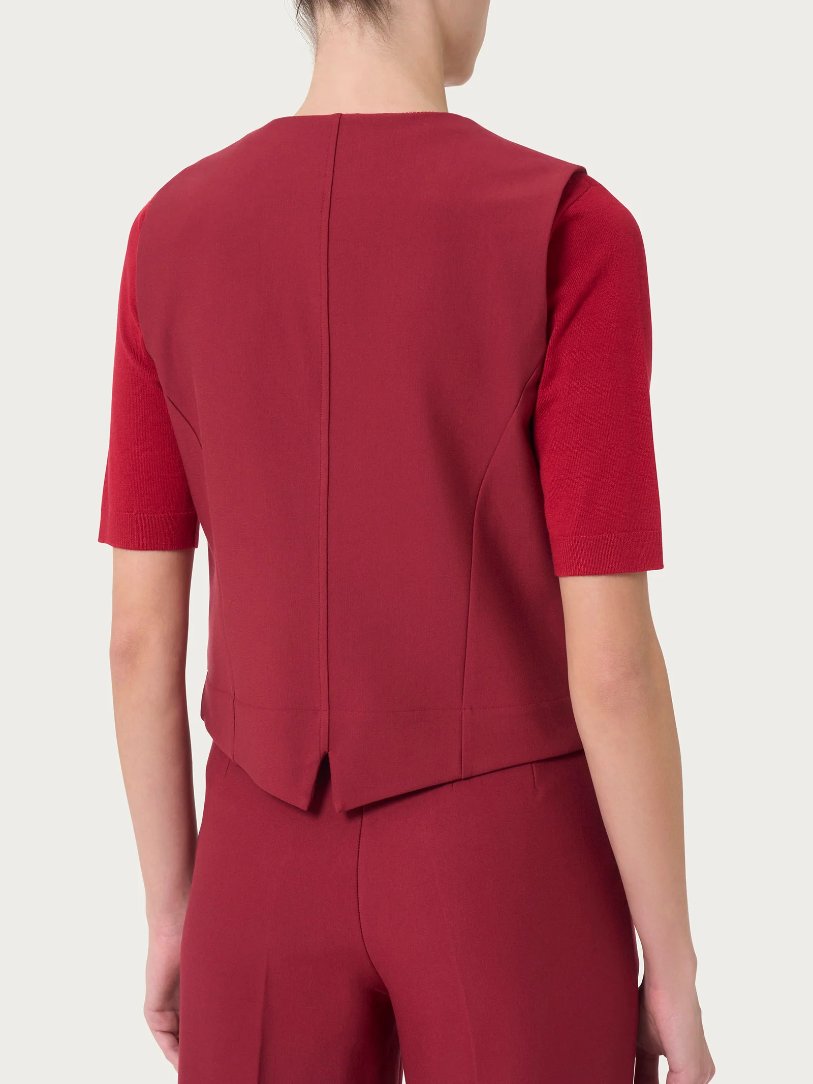 Gilet con quattro bottoni in Compact  - Tibetan Red - Image 2
