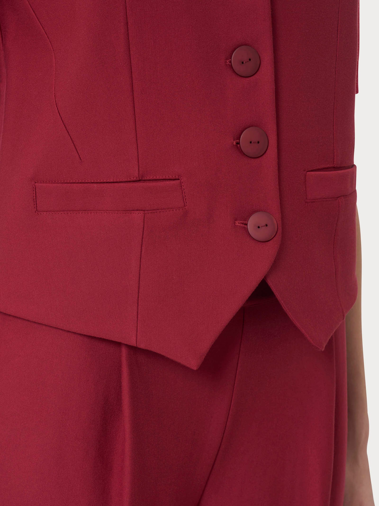 Gilet con quattro bottoni in Compact  - Tibetan Red - Image 3