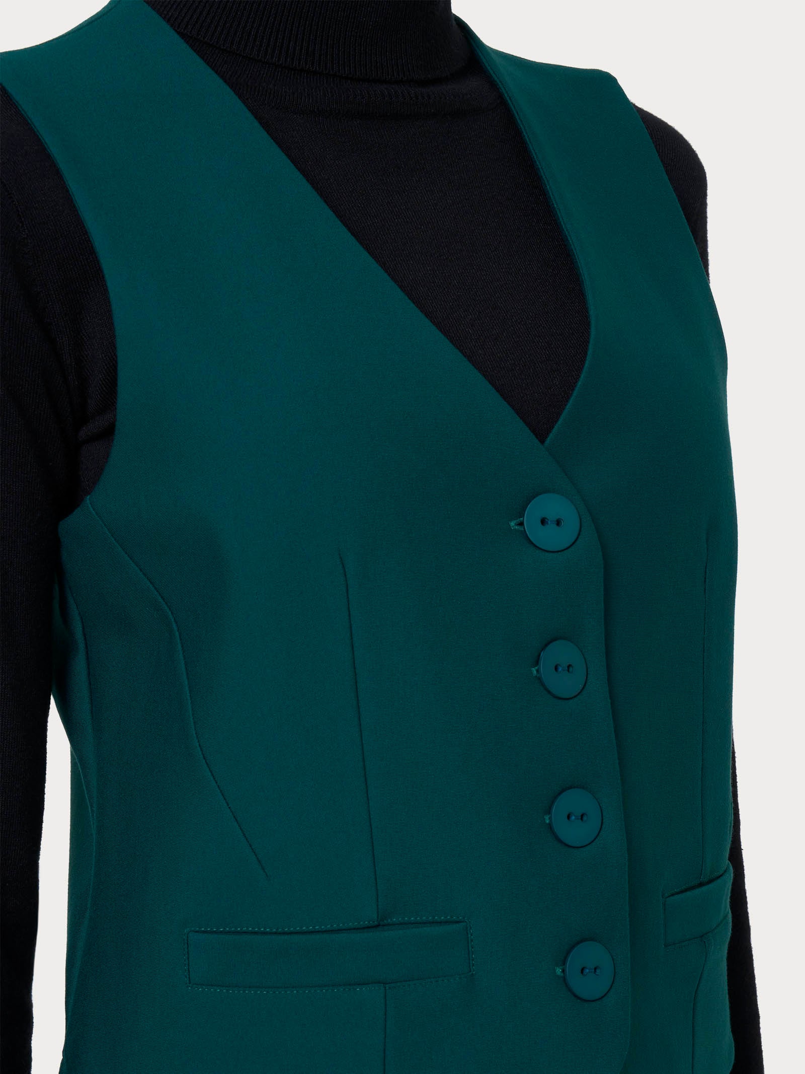 Gilet con quattro bottoni in Compact  - Rain Forest - Image 3