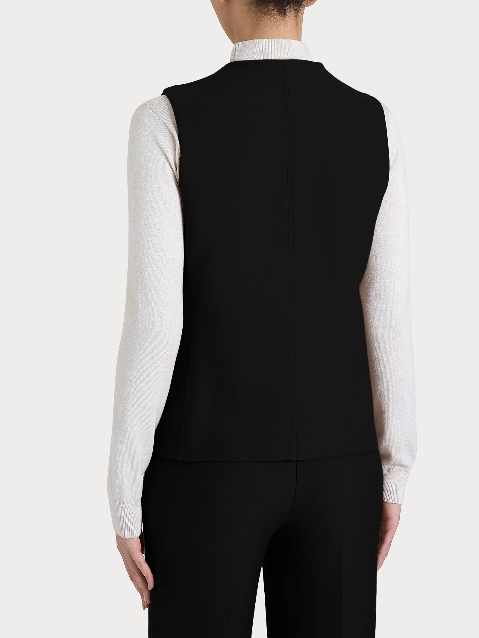 Gilet con quattro bottoni in Compact - Nero - Image 2
