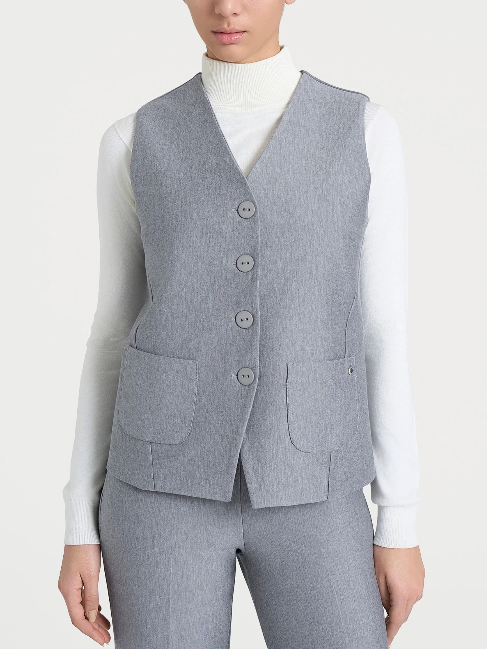 Gilet con quattro bottoni in Compact - Grigio Mel.