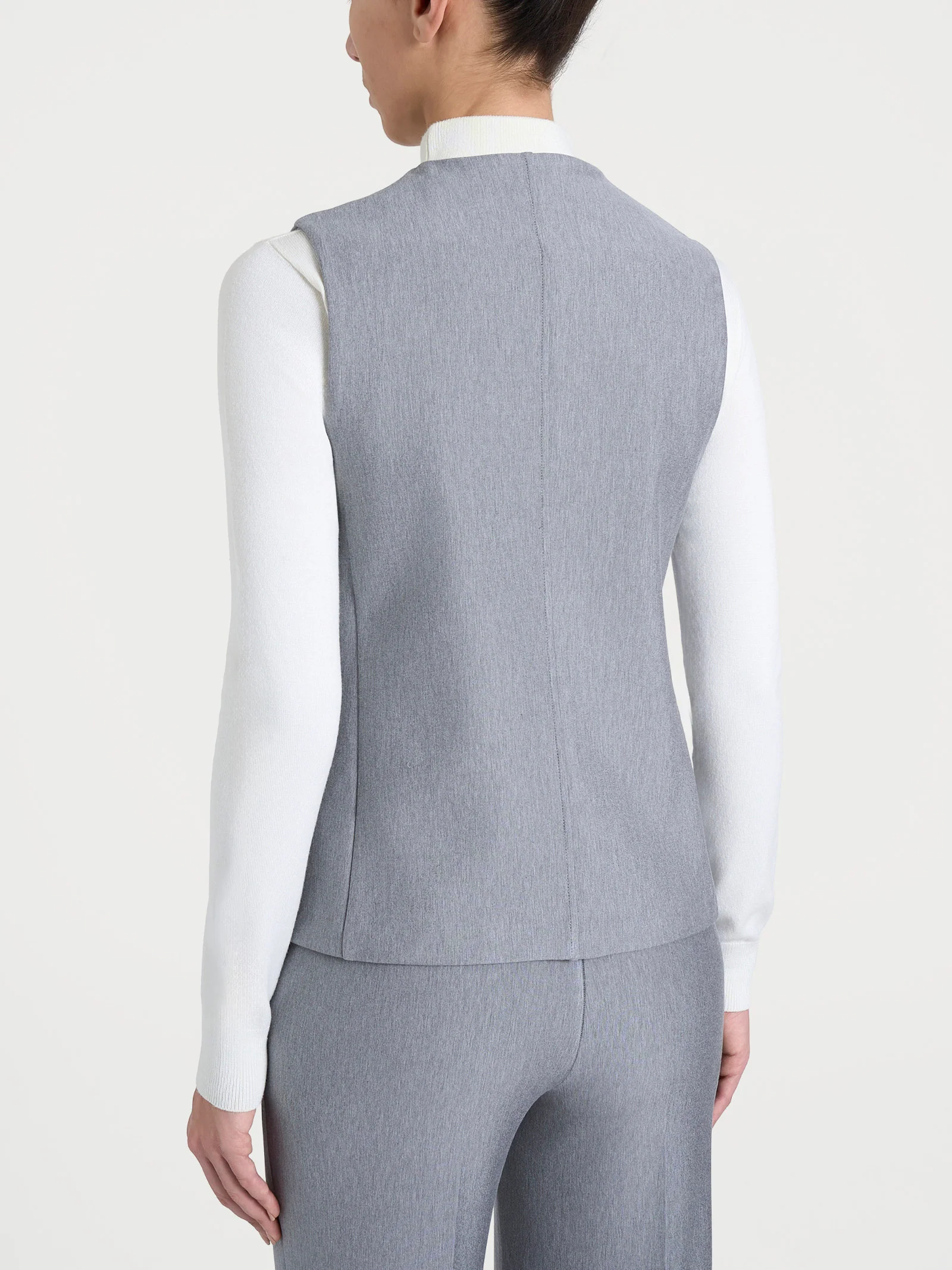 Gilet con quattro bottoni in Compact - Grigio Mel. - Image 2