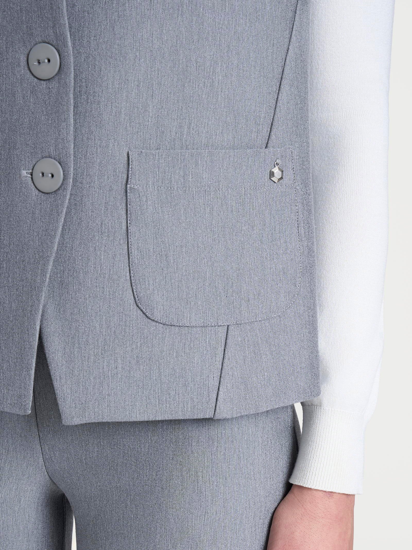 Gilet con quattro bottoni in Compact - Grigio Mel. - Image 3