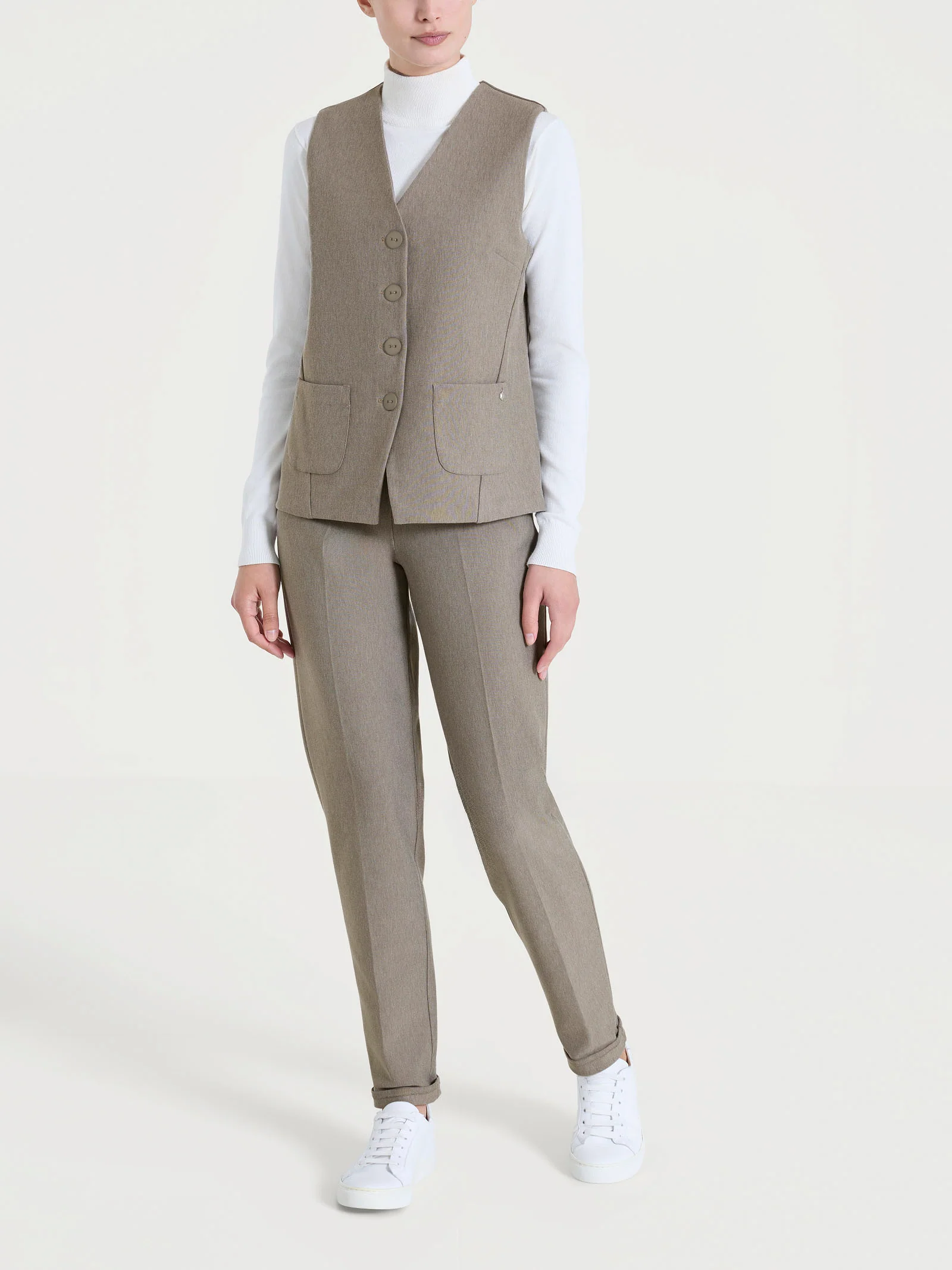 Gilet con quattro bottoni in Compact - Glace' Mel. - Image 4