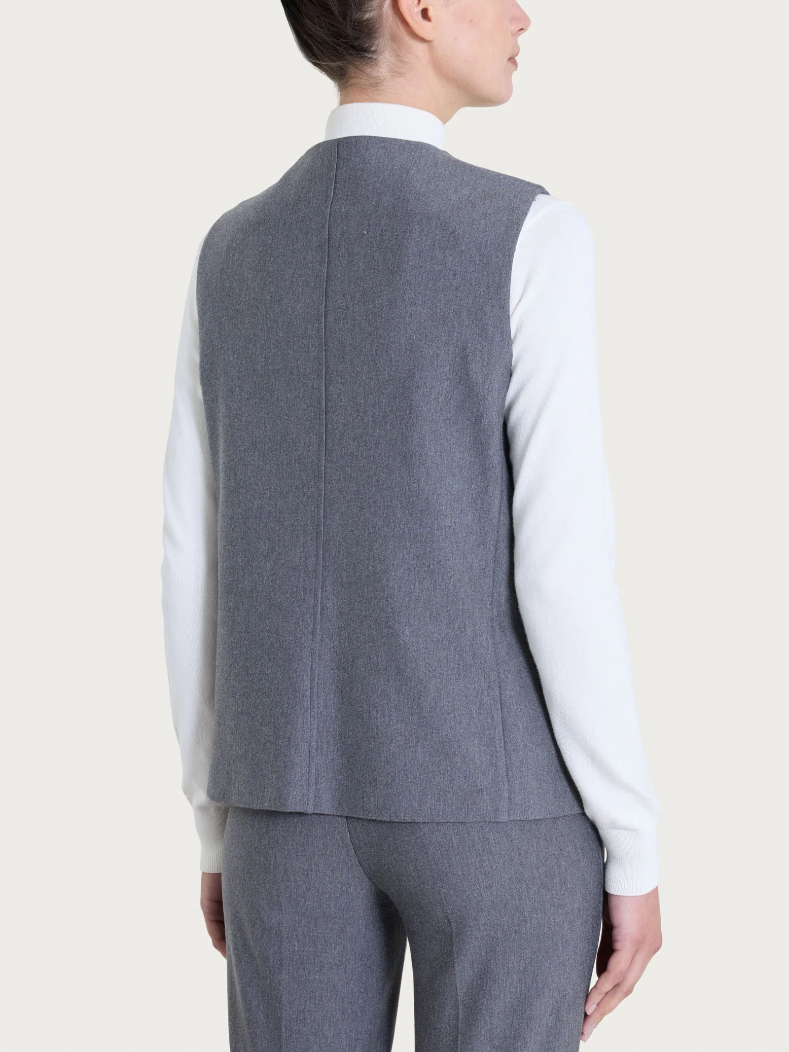Gilet con quattro bottoni in Compact - Ardesia Mel. - Image 2