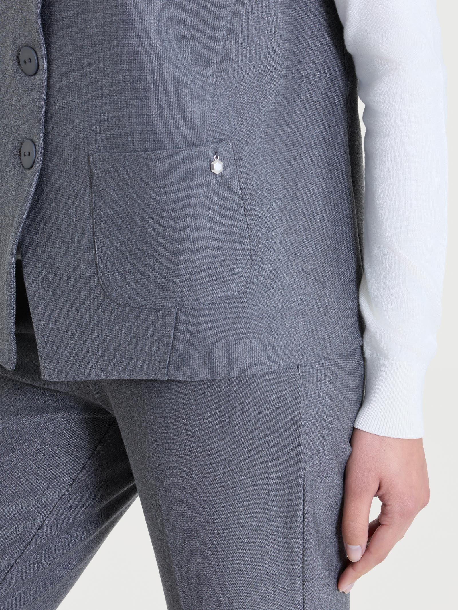 Gilet con quattro bottoni in Compact - Ardesia Mel. - Image 3