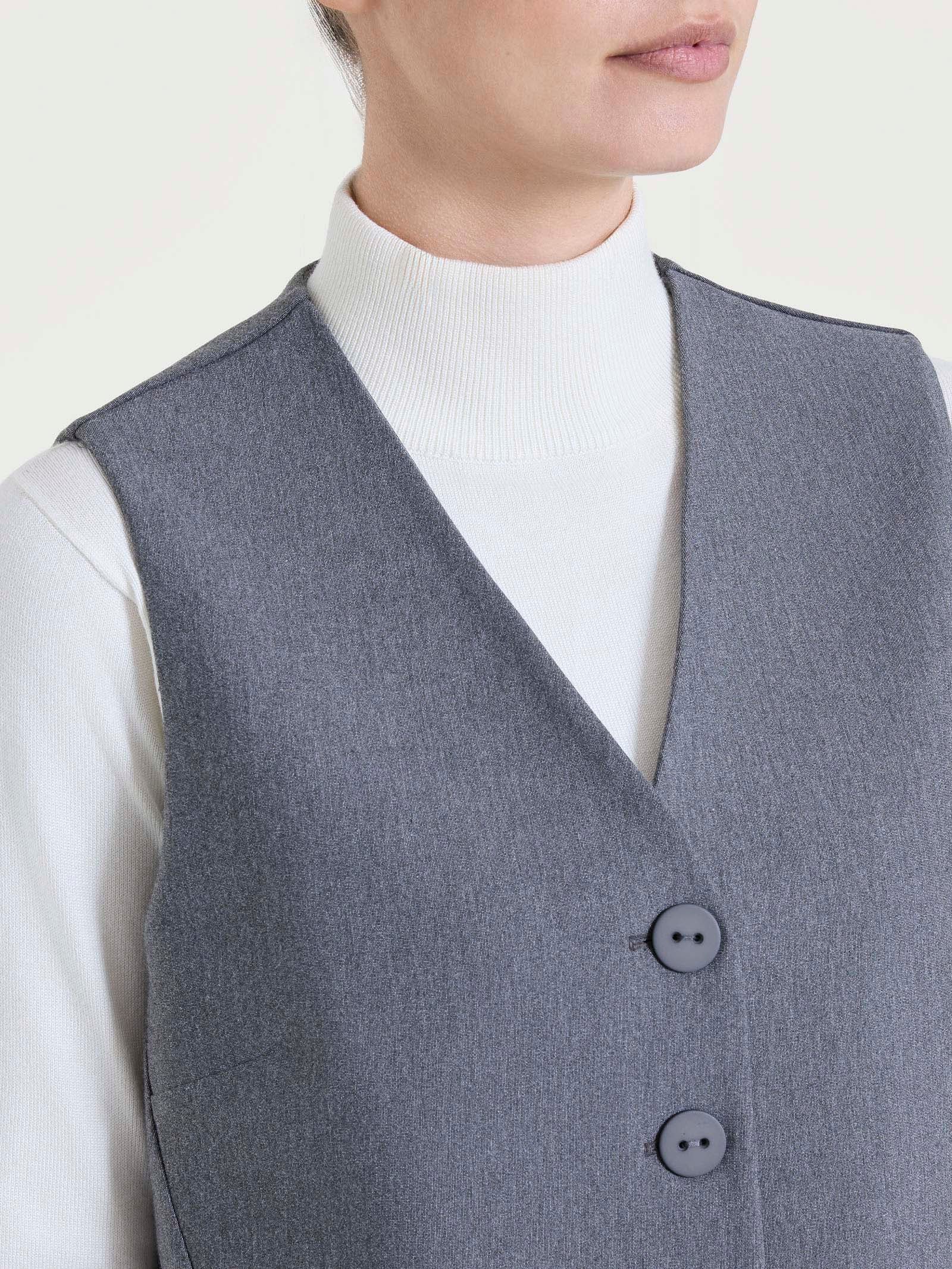 Gilet con quattro bottoni in Compact - Ardesia Mel. - Image 4