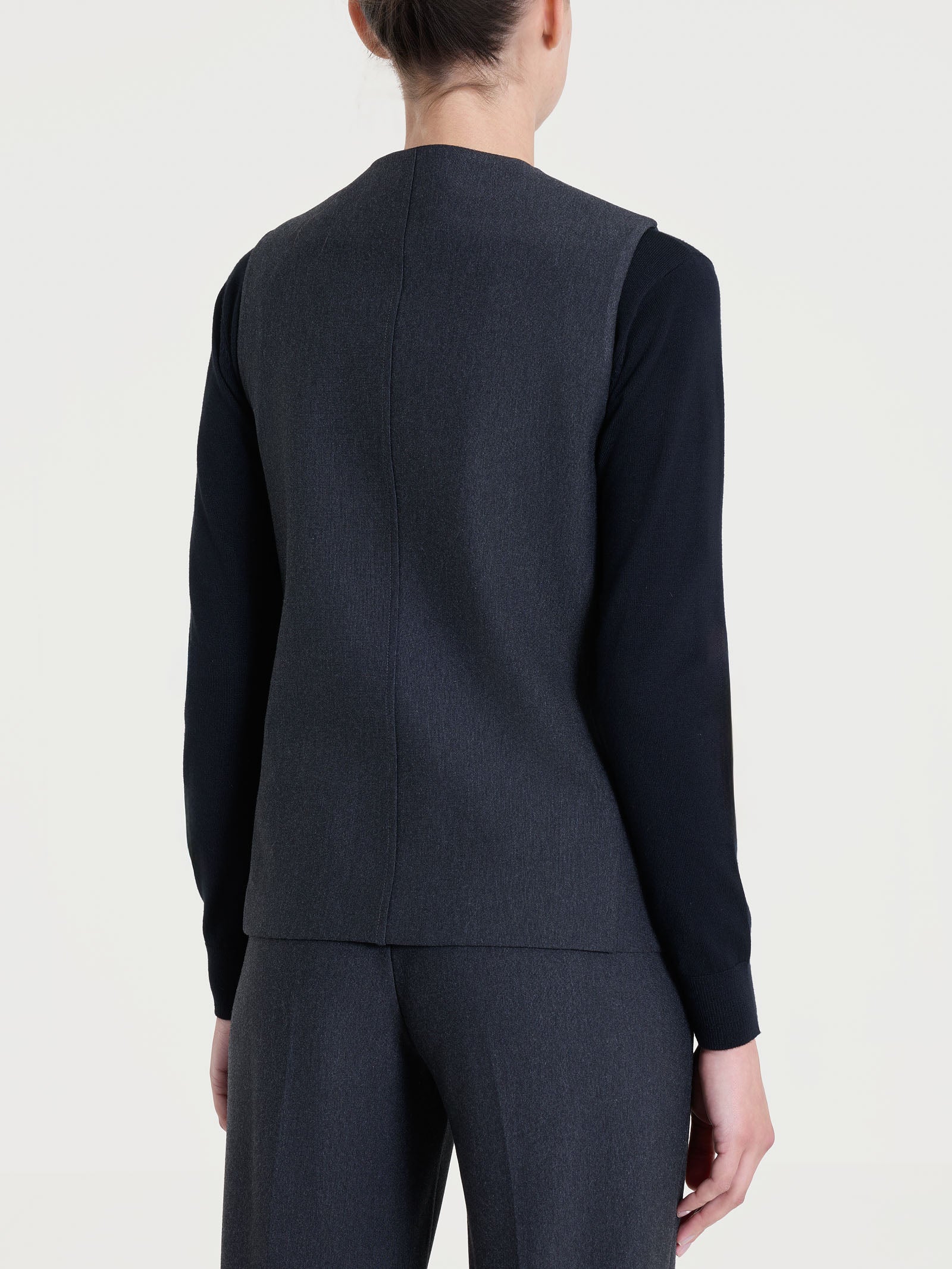 Gilet con quattro bottoni in Compact - Oscuro Mel. - Image 2
