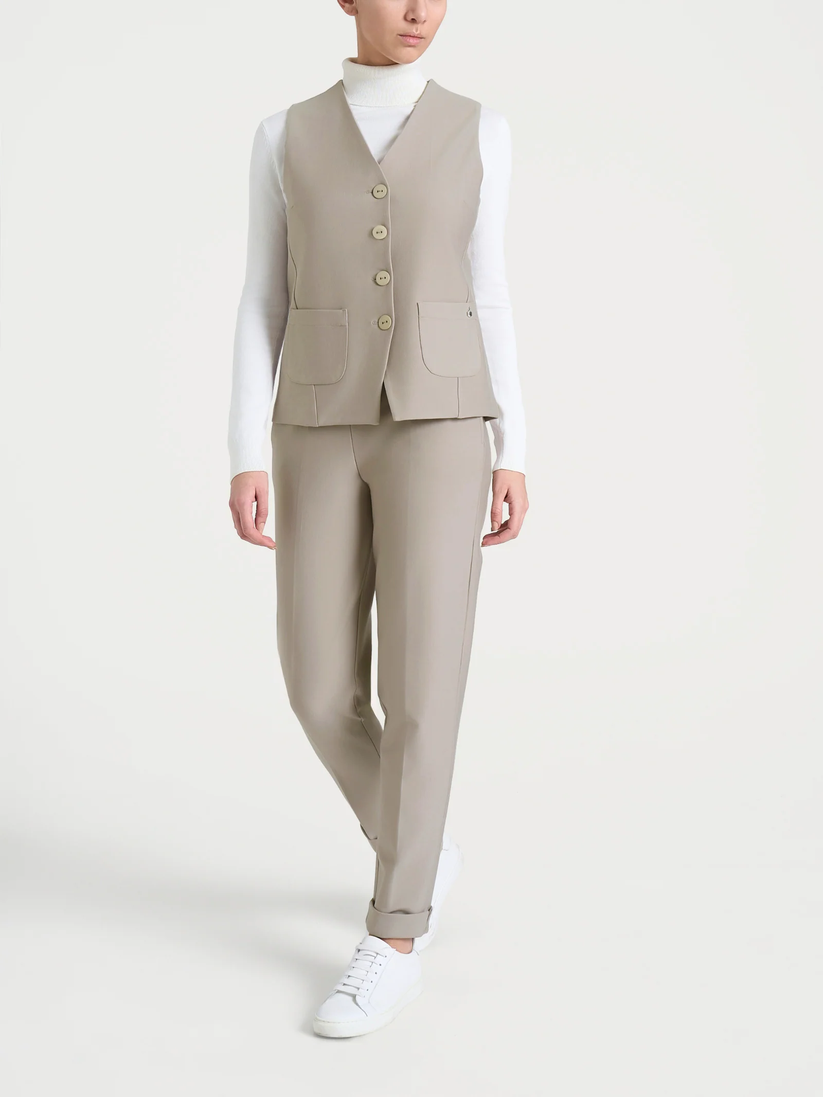 Gilet con quattro bottoni in Compact - String - Image 5