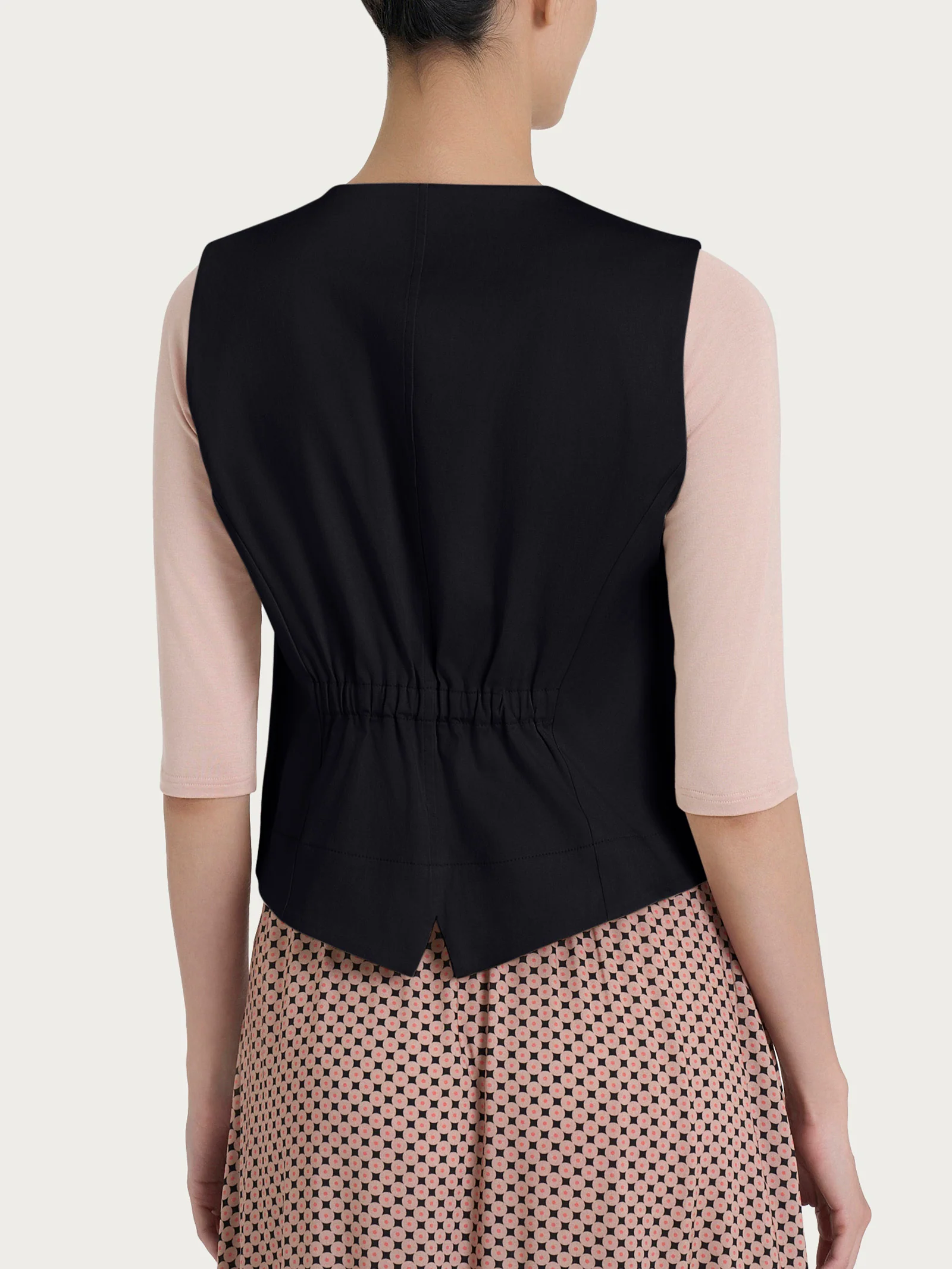 Gilet con quattro bottoni in Satin Power - Nero - Image 2