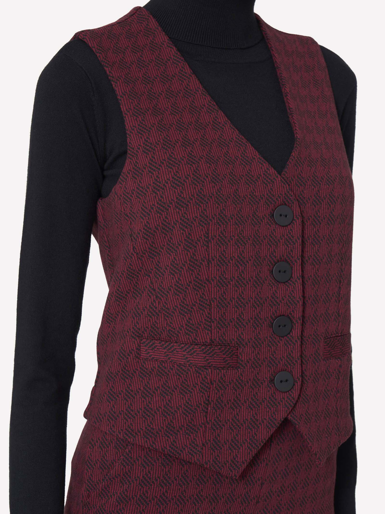 Gilet con quattro bottoni in tessuto Eco Jacquard - Fant. Tibetan Red - Image 3