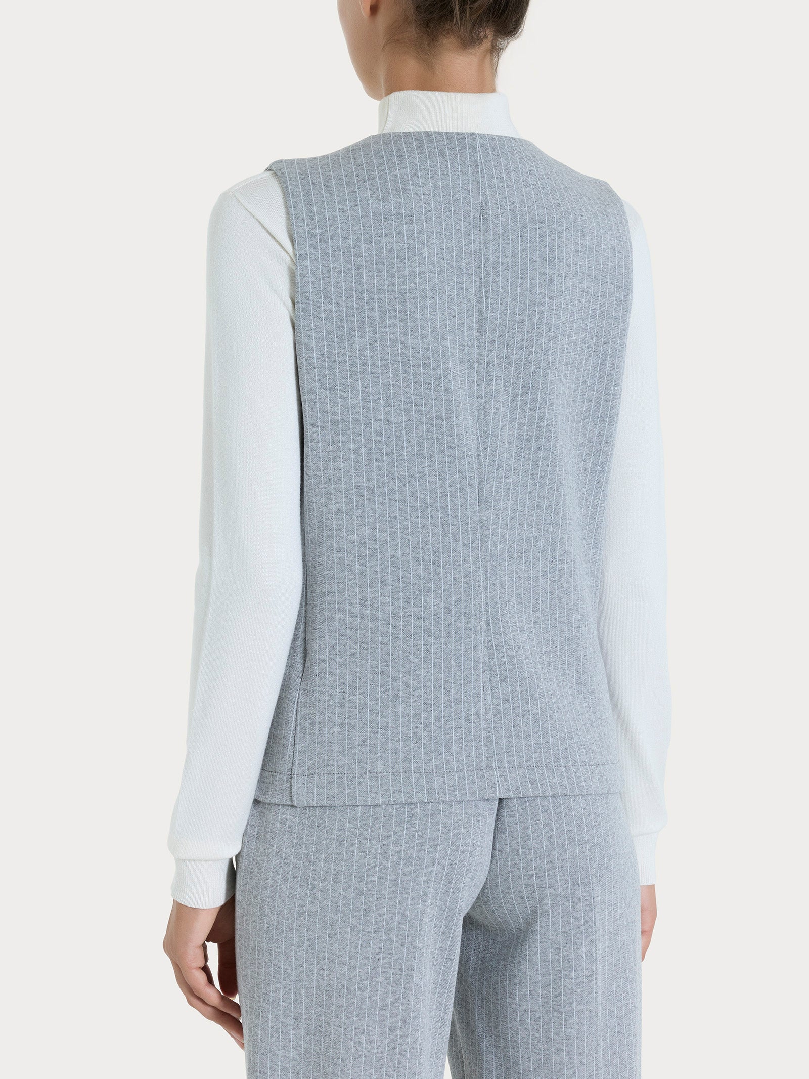 Gilet gessato con quattro bottoni in Eco Jacquard - Fant.Grigio Mel. - Image 2