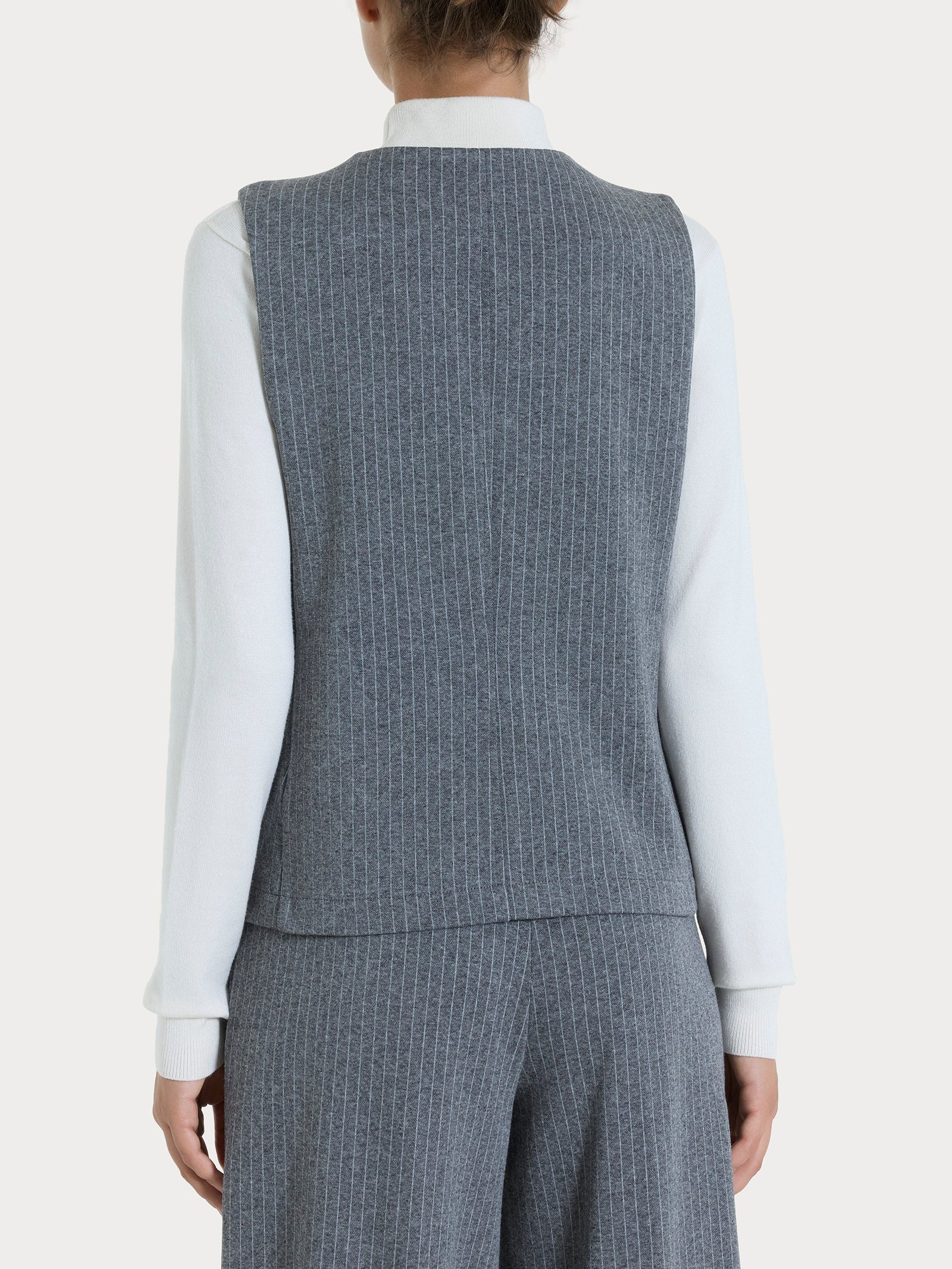 Gilet gessato con quattro bottoni in Eco Jacquard - Fant.Ardesia Mel. - Image 2