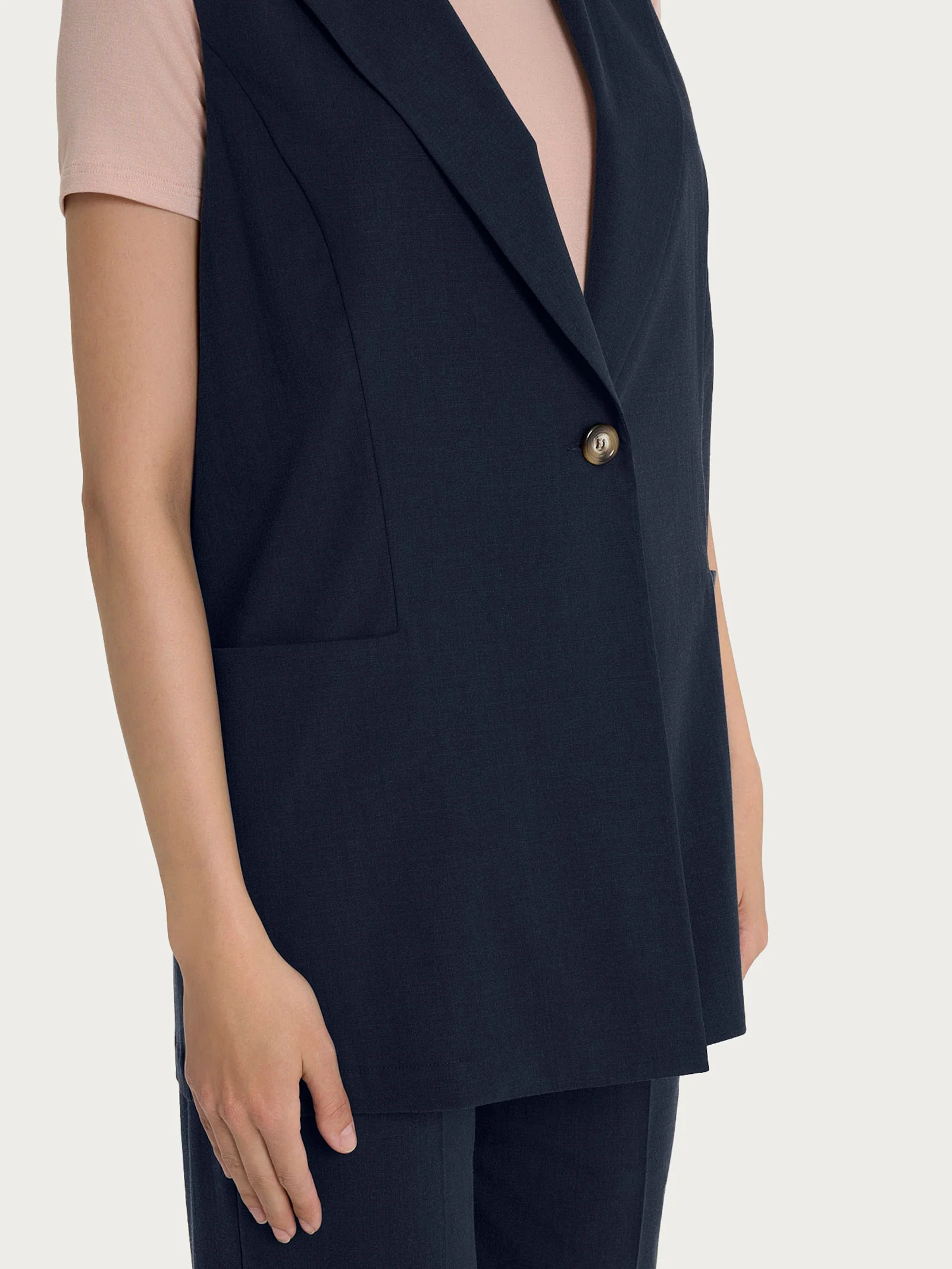 Gilet lungo in Super Natural - Bleu - Image 3