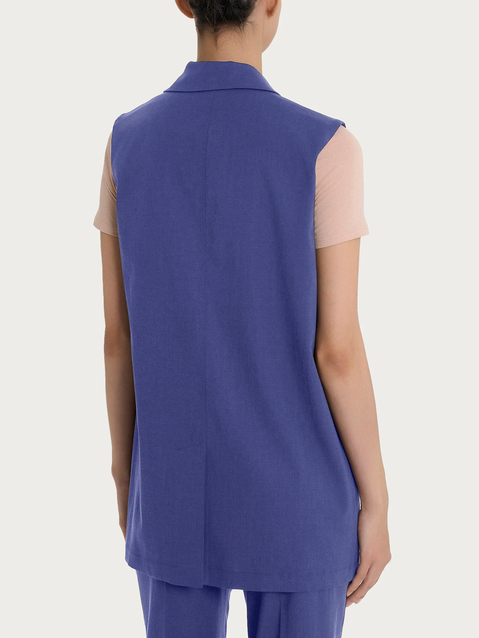 Gilet lungo in Super Natural - Skipper Blue - Image 2