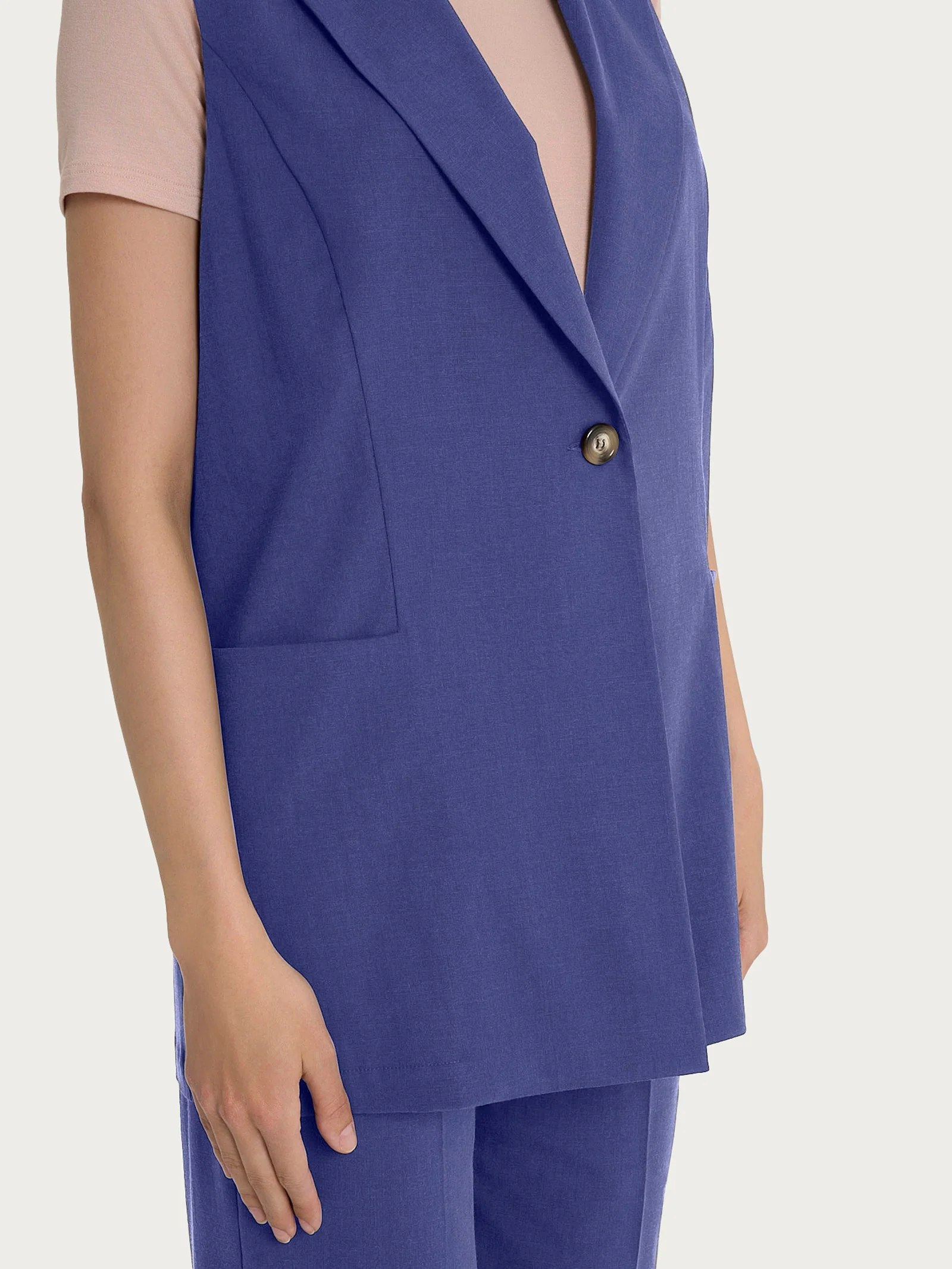 Gilet lungo in Super Natural - Skipper Blue - Image 3