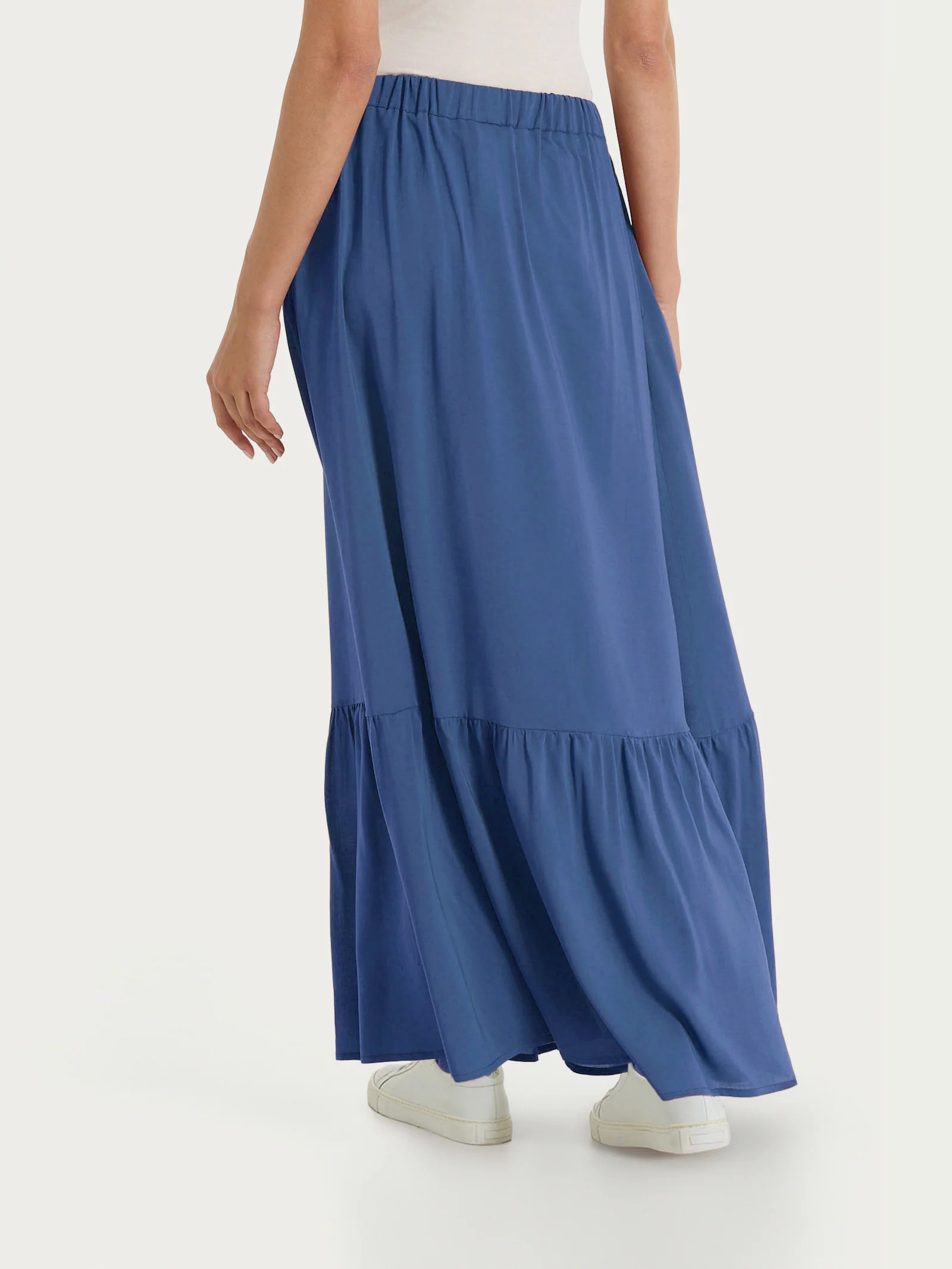 Gonna lunga a balze in Voile Stretch - Oceana - Image 2
