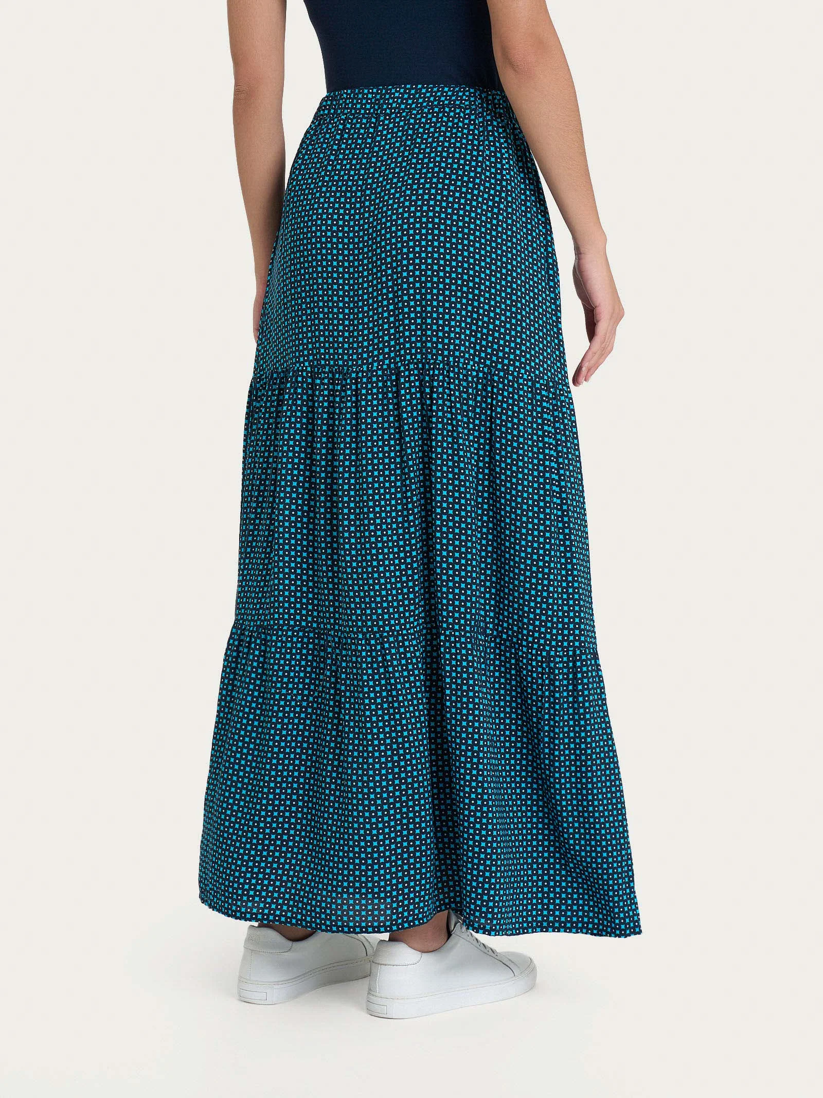 Gonna lunga con micro pattern in Ecoseta - Fant. Aquarius - Image 2
