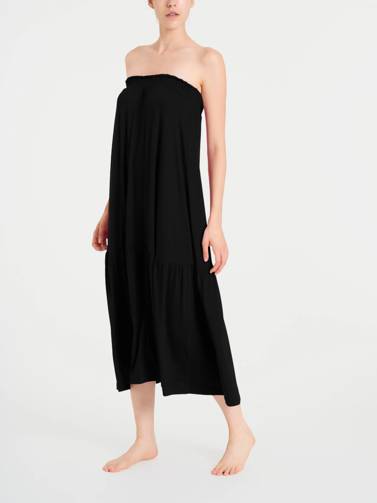 Gonna lunga in Viscosa Summer - Nero - Image 4
