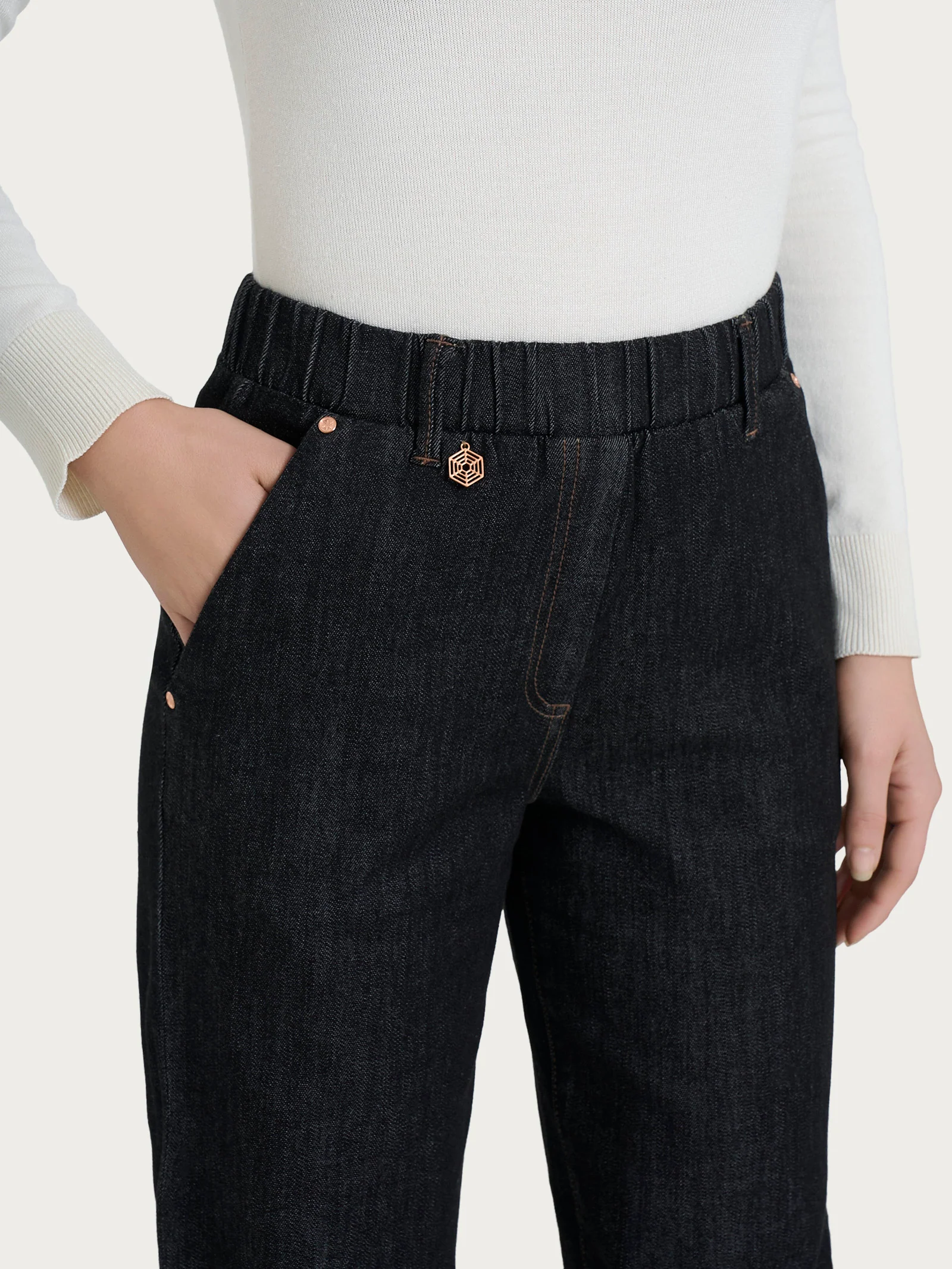 Jeans a carota con tasche in Heritage Denim - Gray Black - Image 3