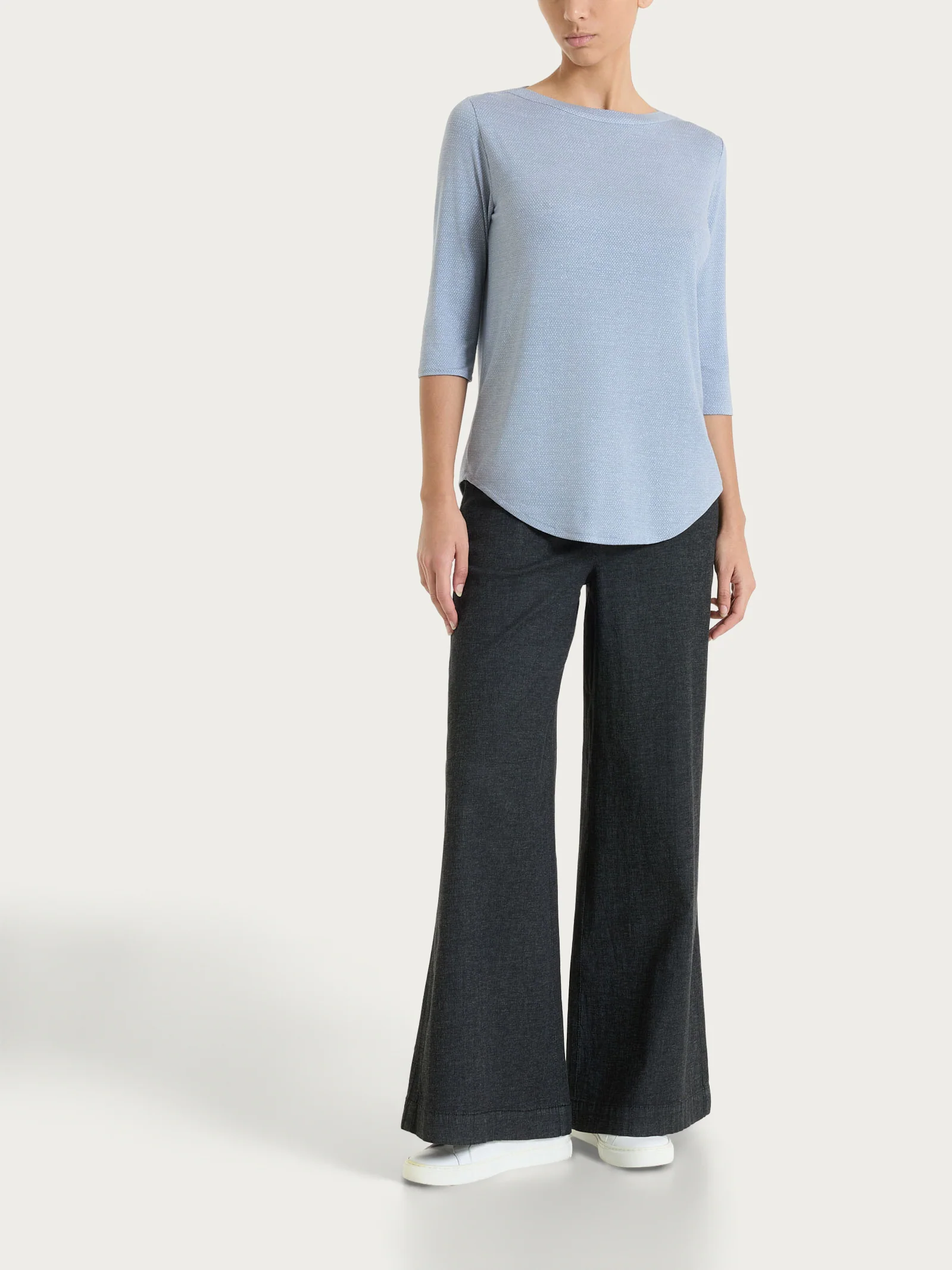 Jeans a palazzo con tasche e vita piatta in Super Light Denim - Gray Black - Image 3