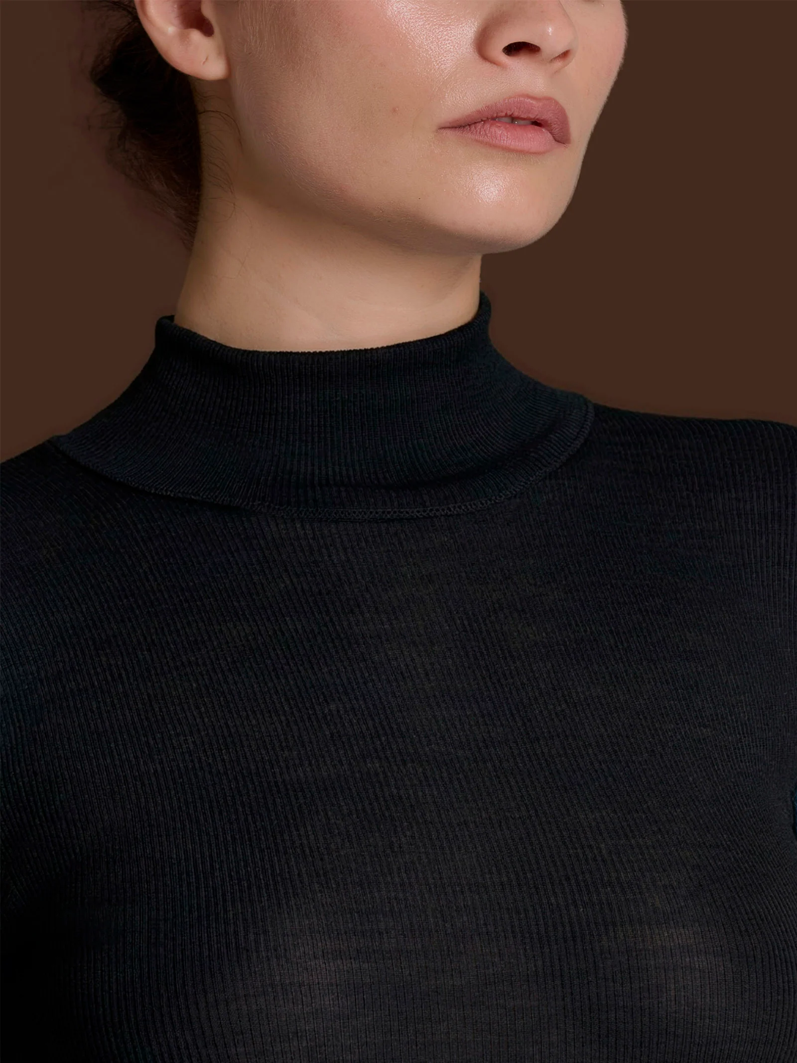 Lana Seta - Dolcevita in costina di lana e seta - Nero - Image 3