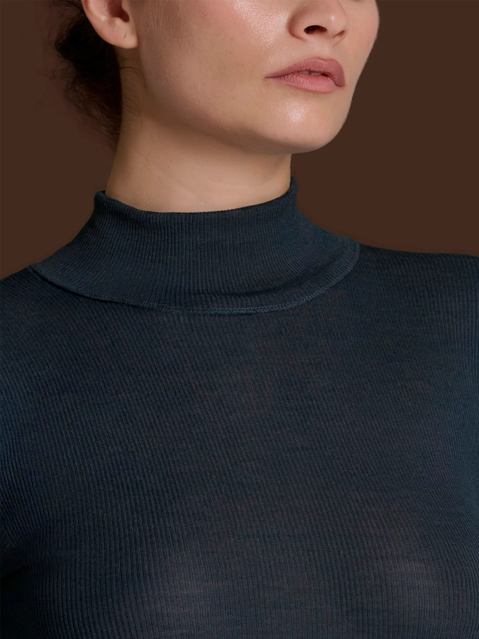 Lana Seta - Dolcevita in costina di lana e seta - Bleu - Image 3