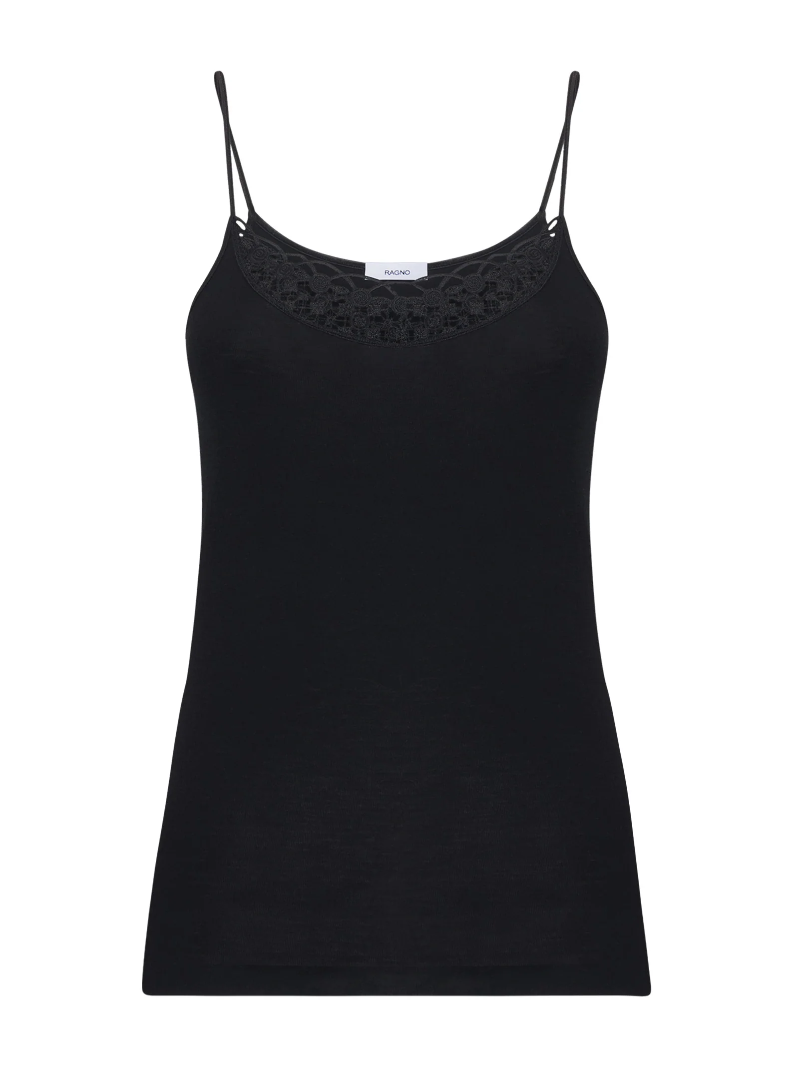 Lana Seta - Top in lana e seta con macramè - Nero
