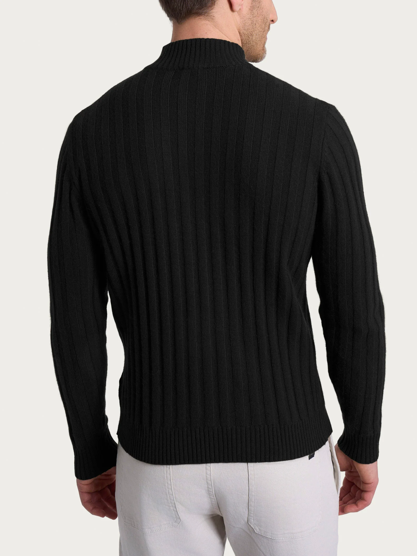 Lupetto con costa piatta in Natural Soft  - Nero - Image 2