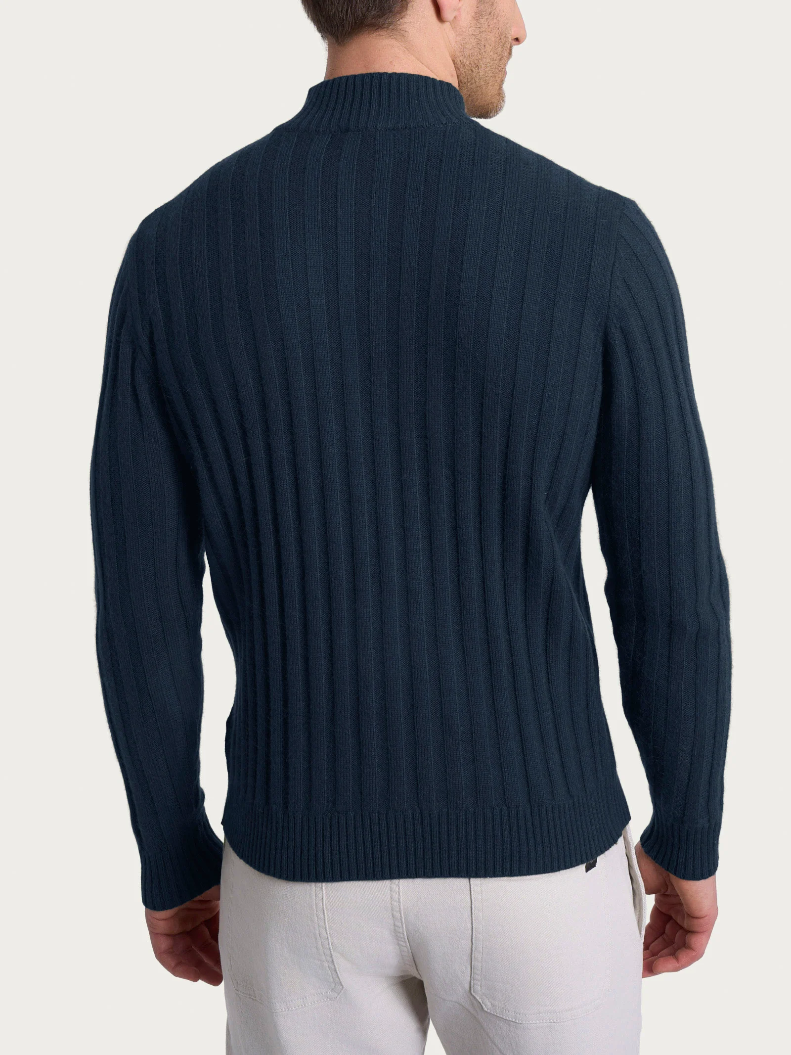 Lupetto con costa piatta in Natural Soft  - Bleu - Image 2
