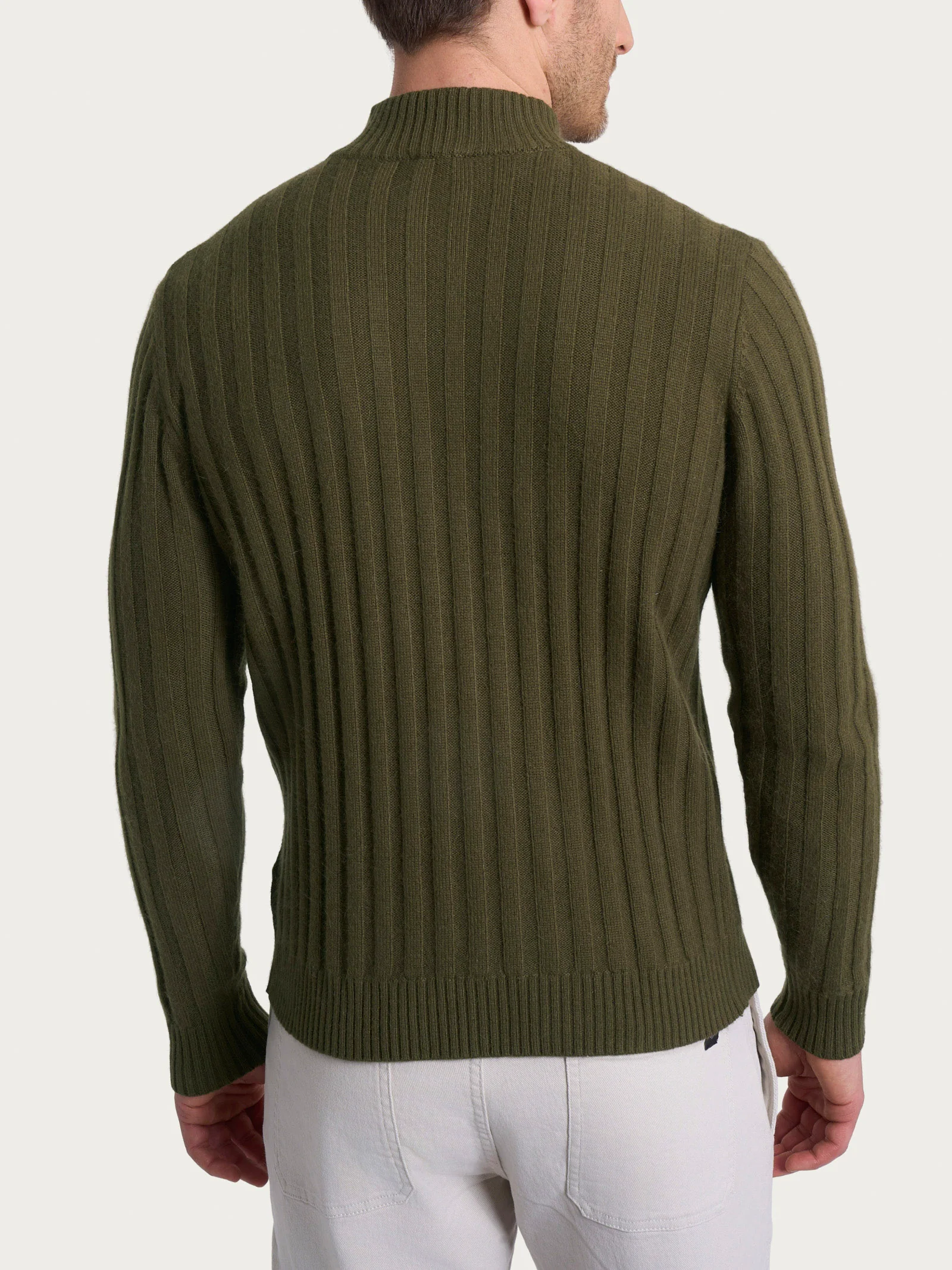 Lupetto con costa piatta in Natural Soft - Dark Olive - Image 2