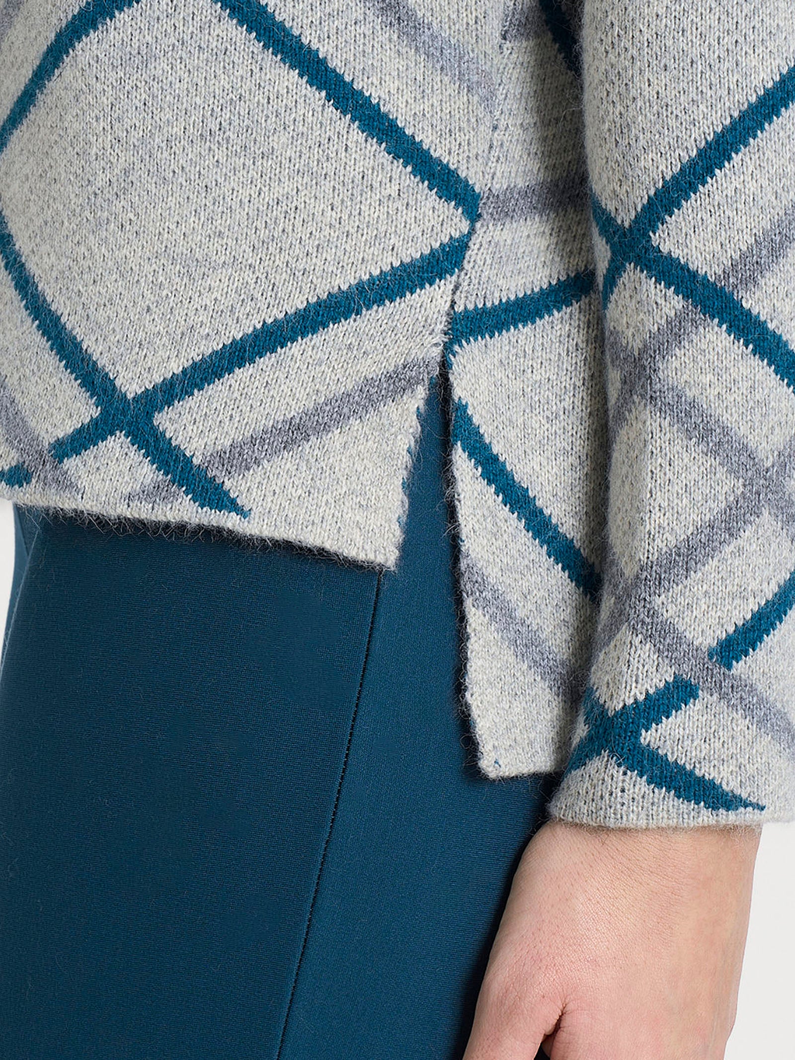 Lupetto con fantasia check in Natural Soft - Fant.Ghiaia Mel. - Image 3