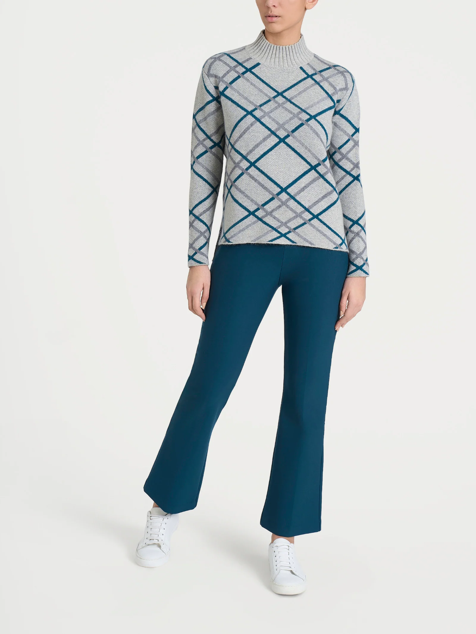 Lupetto con fantasia check in Natural Soft - Fant.Ghiaia Mel. - Image 5