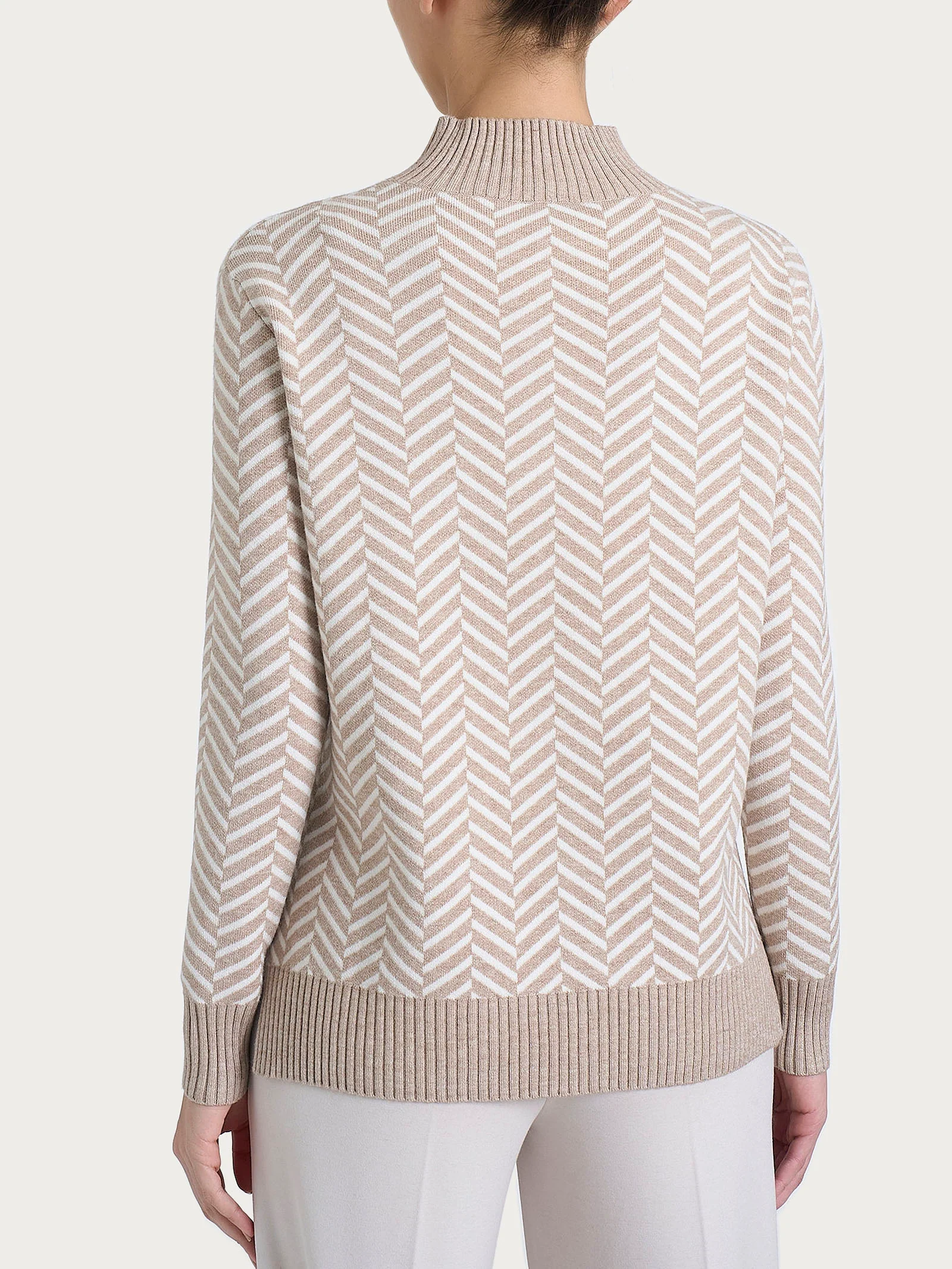 Lupetto con fantasia spigata in Super Soft - Fant.Cammello Mel. - Image 2