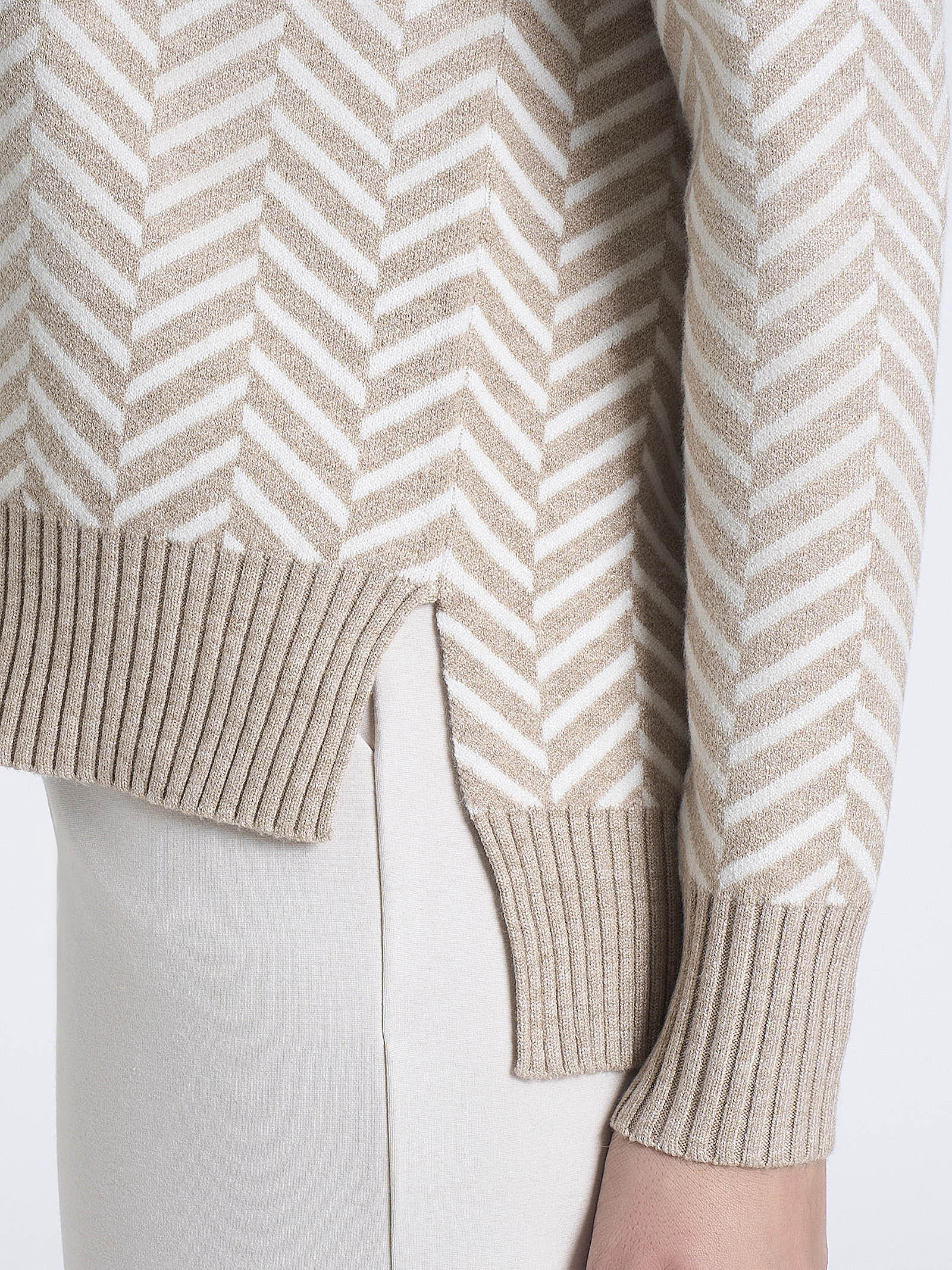 Lupetto con fantasia spigata in Super Soft - Fant.Cammello Mel. - Image 3