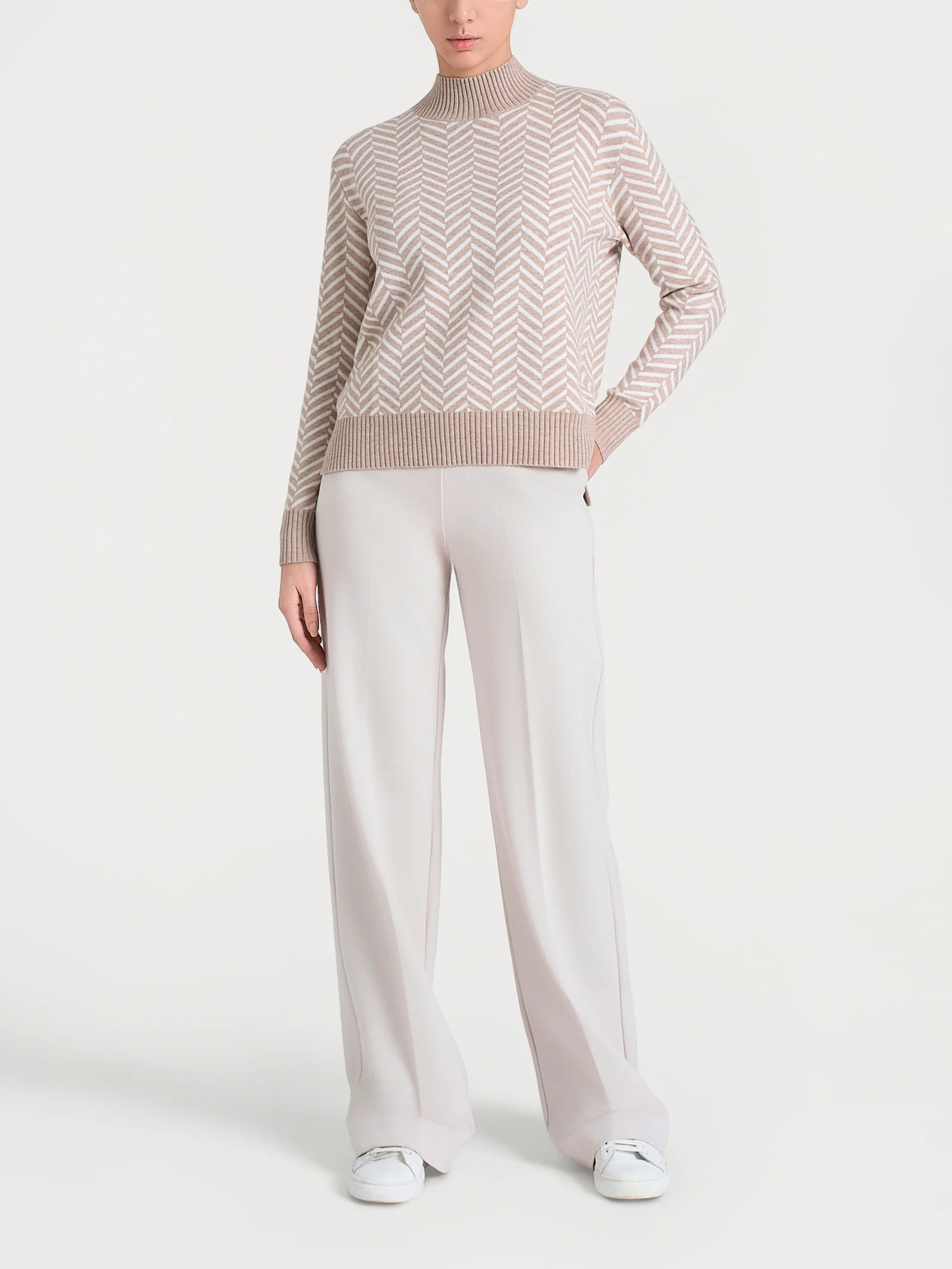 Lupetto con fantasia spigata in Super Soft - Fant.Cammello Mel. - Image 5