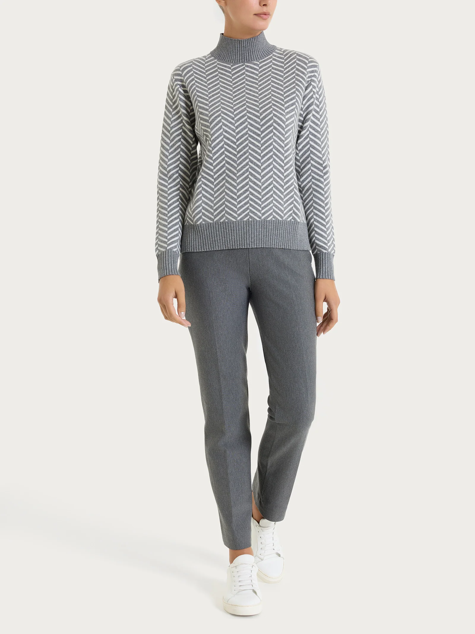 Lupetto con fantasia spigata in Super Soft - Fant. Ferro Mel. - Image 4