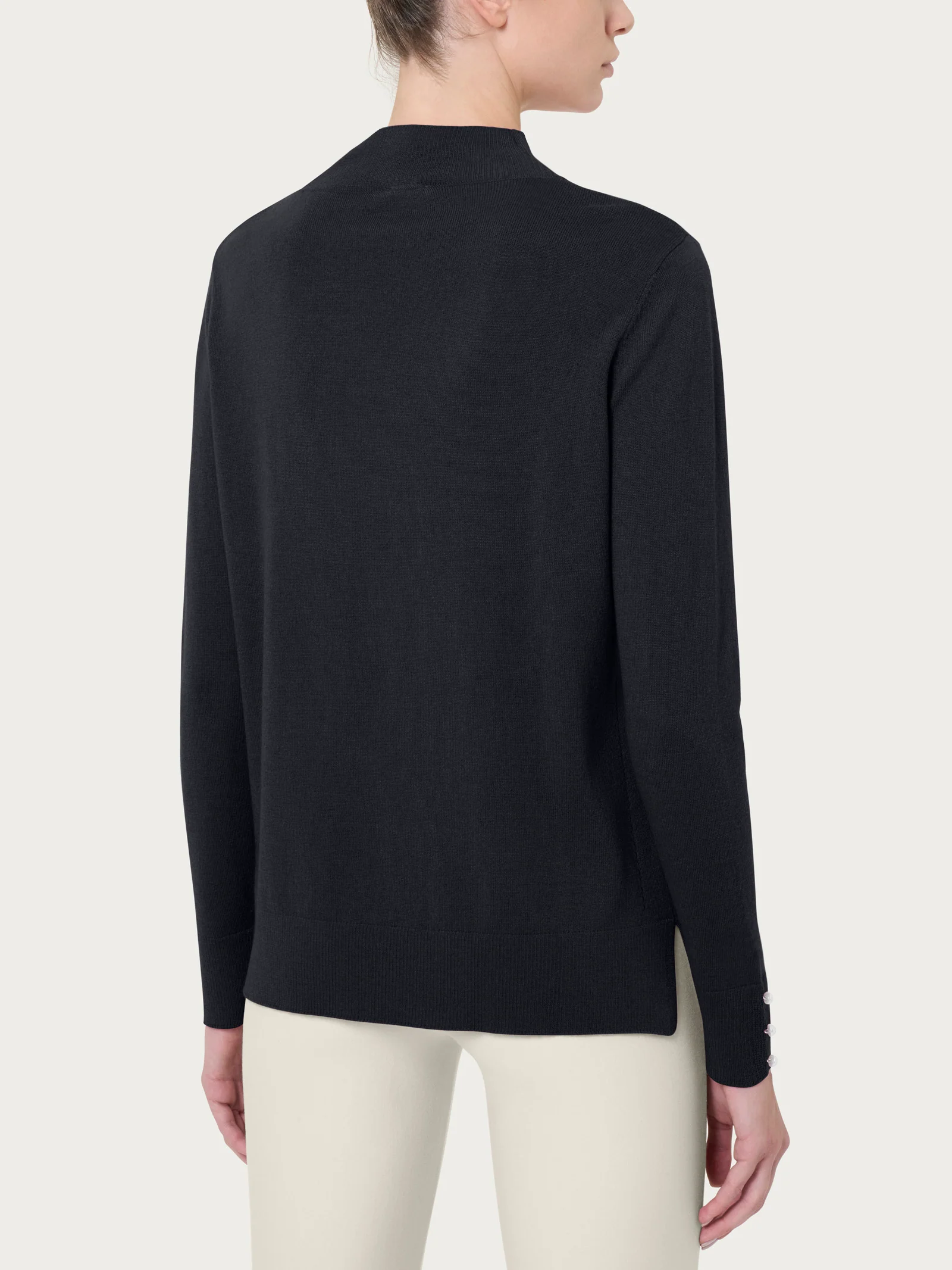 Lupetto con perline in Merino Soft - Nero - Image 2