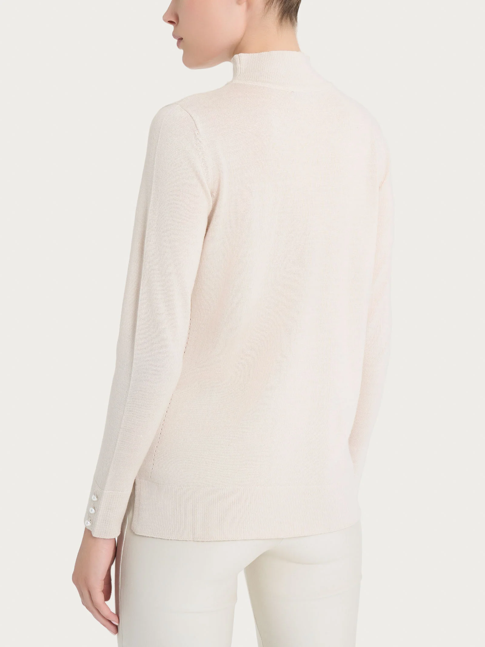 Lupetto con perline in Merino Soft - Champignon - Image 2