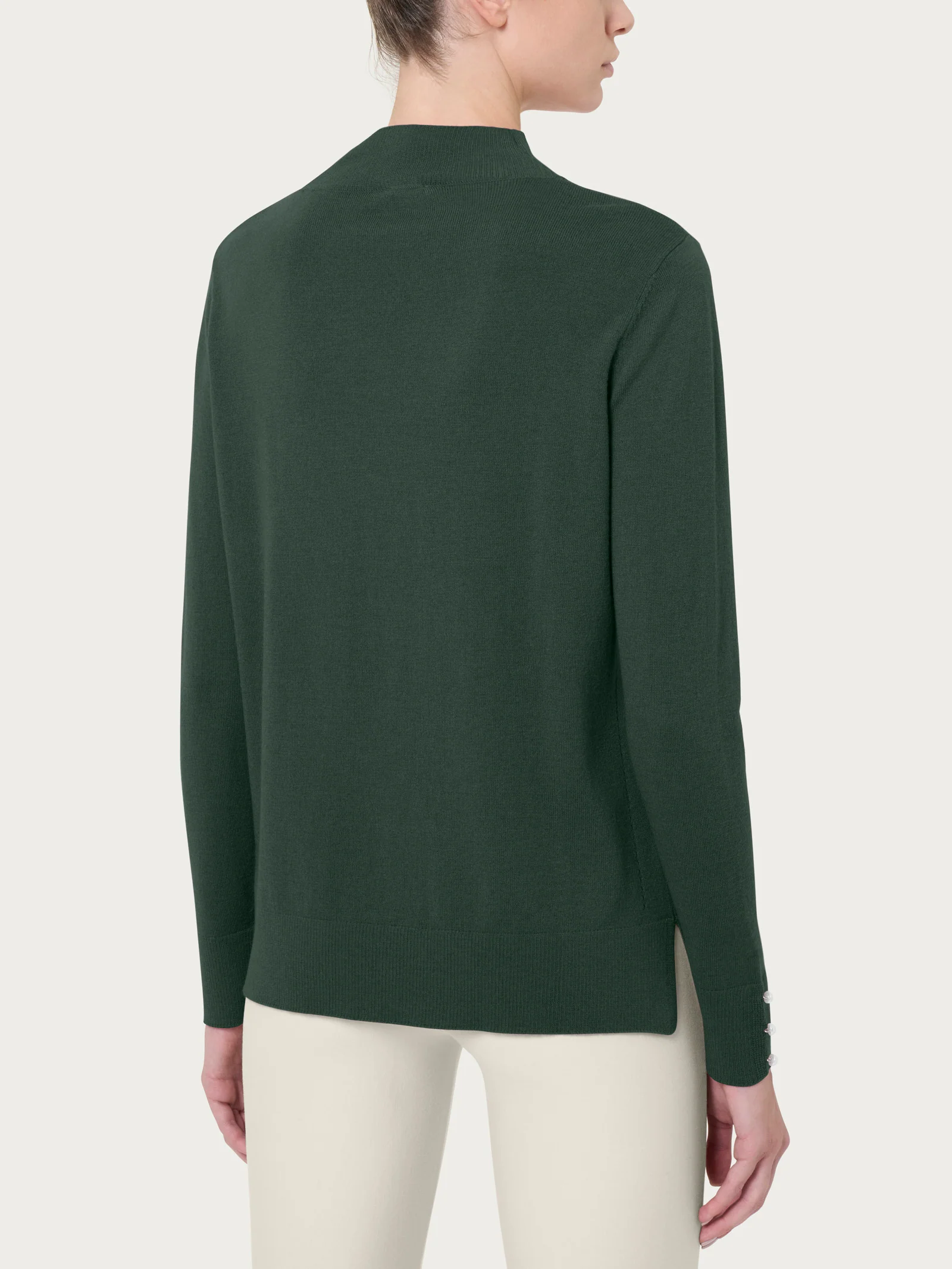 Lupetto con perline in Merino Soft -  Kombu Green - Image 2