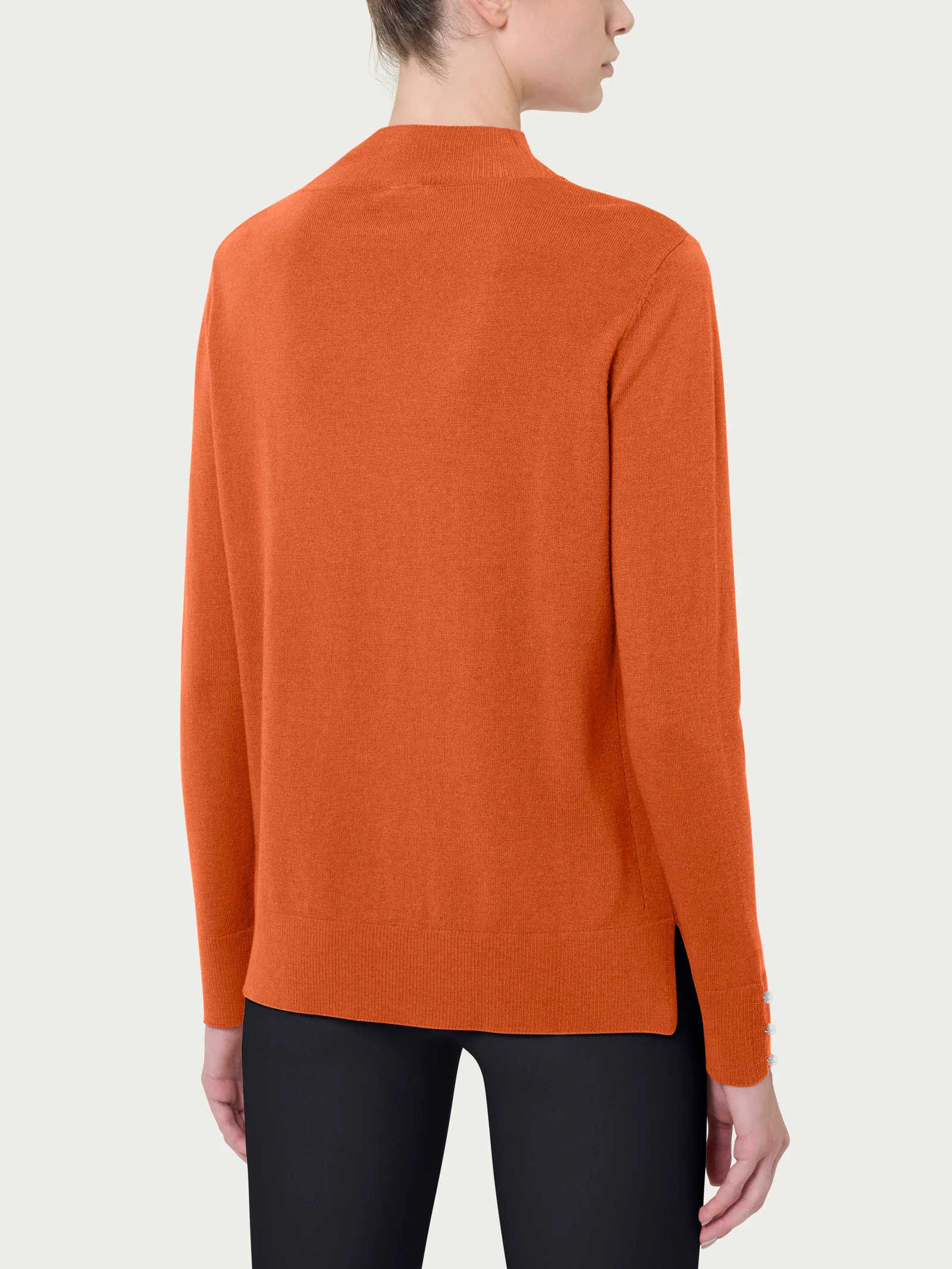 Lupetto con perline in Merino Soft - Rust - Image 2