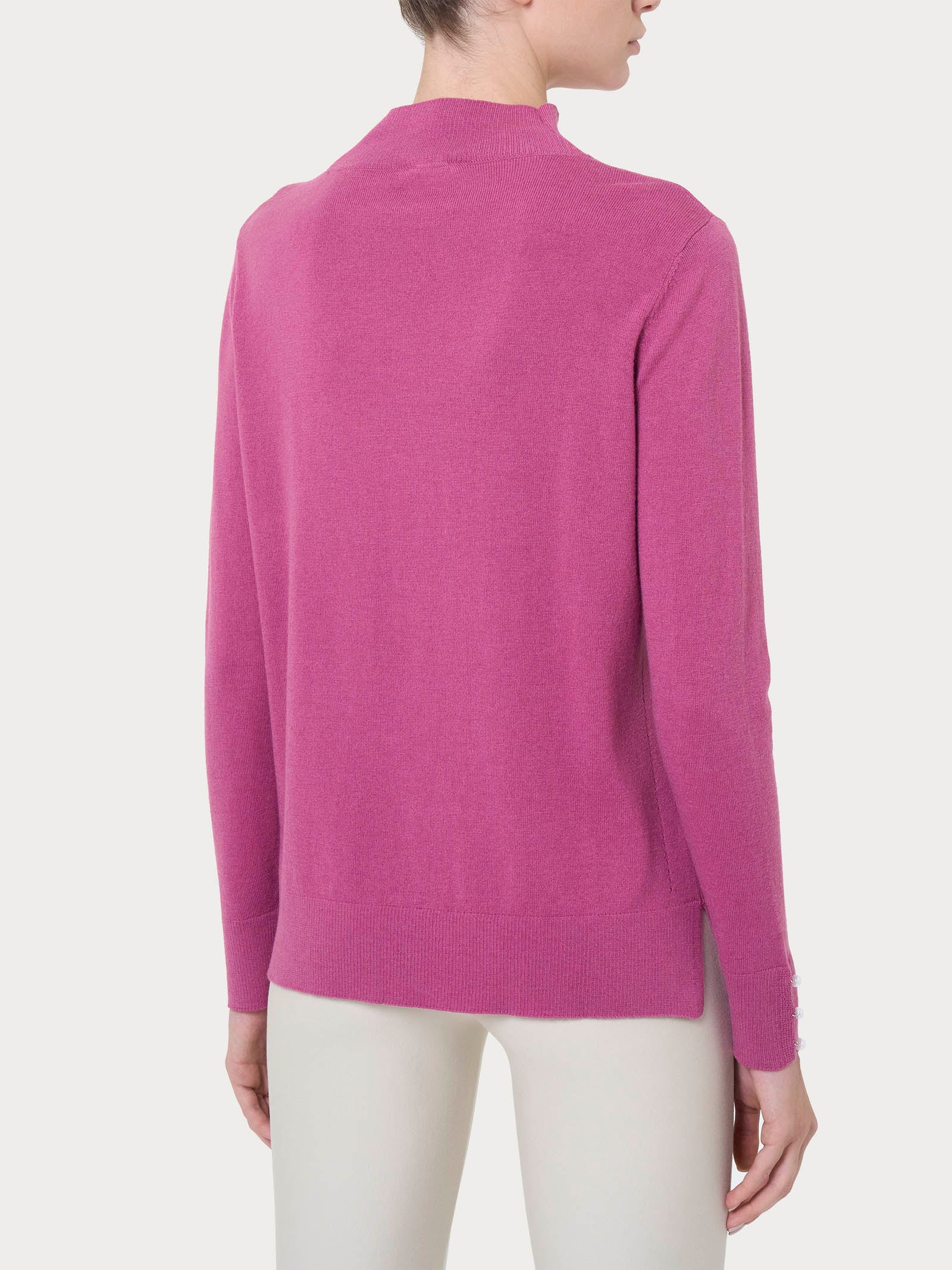 Lupetto con perline in Merino Soft - Red Violet - Image 2