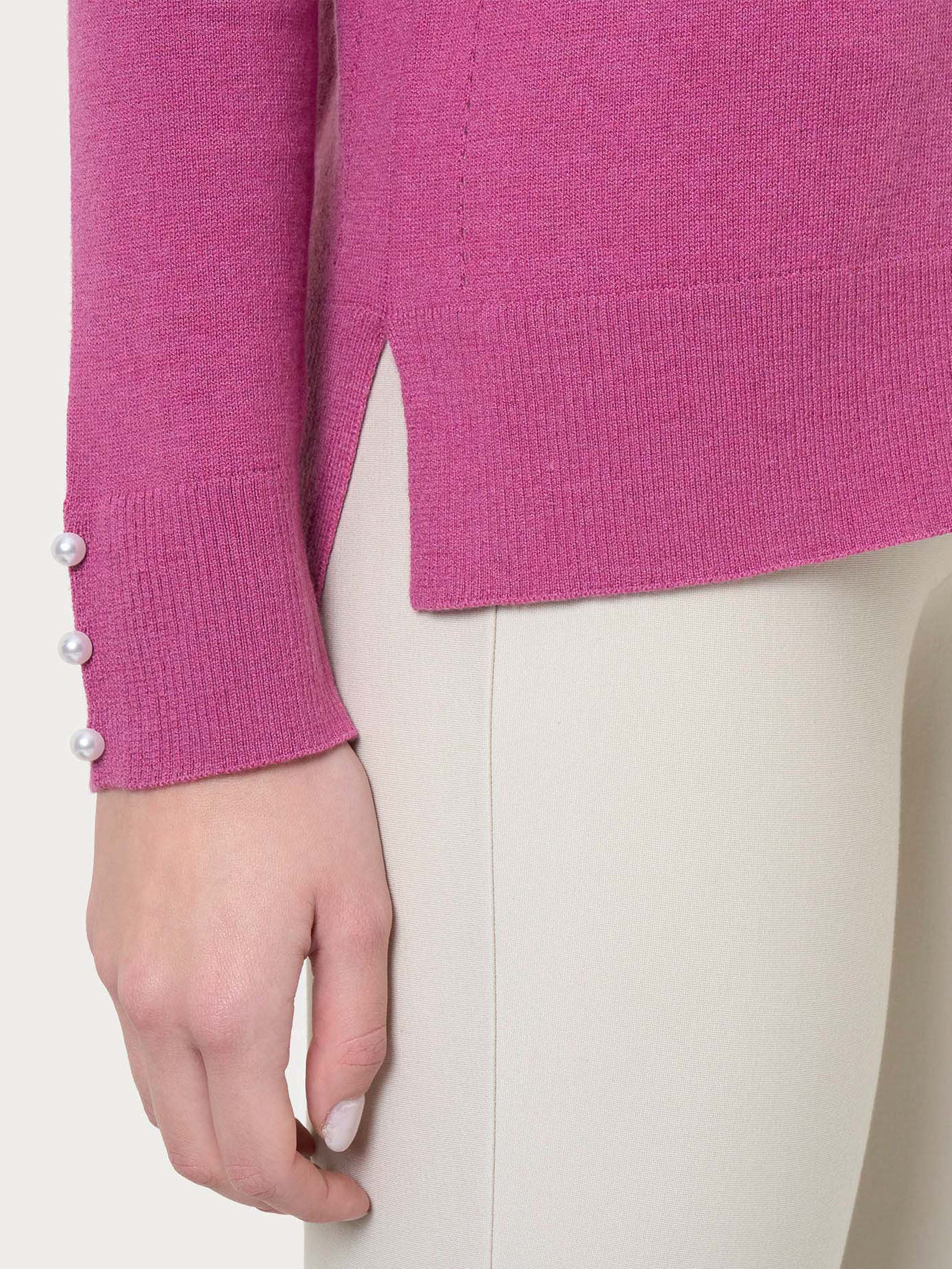 Lupetto con perline in Merino Soft - Red Violet - Image 3