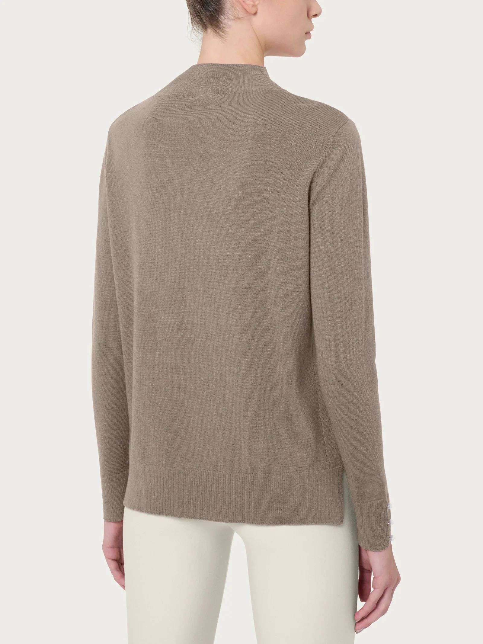 Lupetto con perline in Merino Soft - Weathered Teak - Image 2