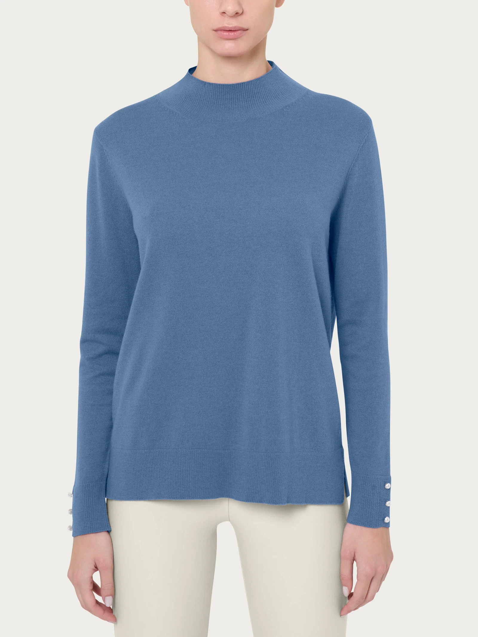Lupetto con perline in Merino Soft - Colony Blue