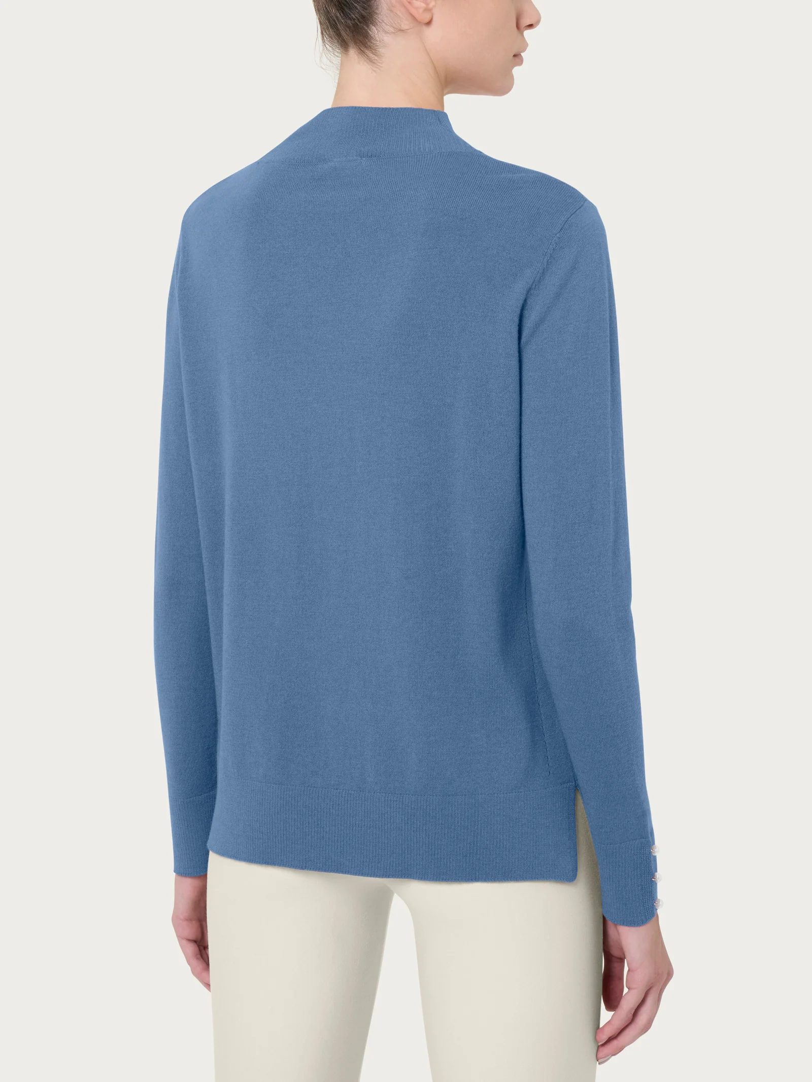 Lupetto con perline in Merino Soft - Colony Blue - Image 2